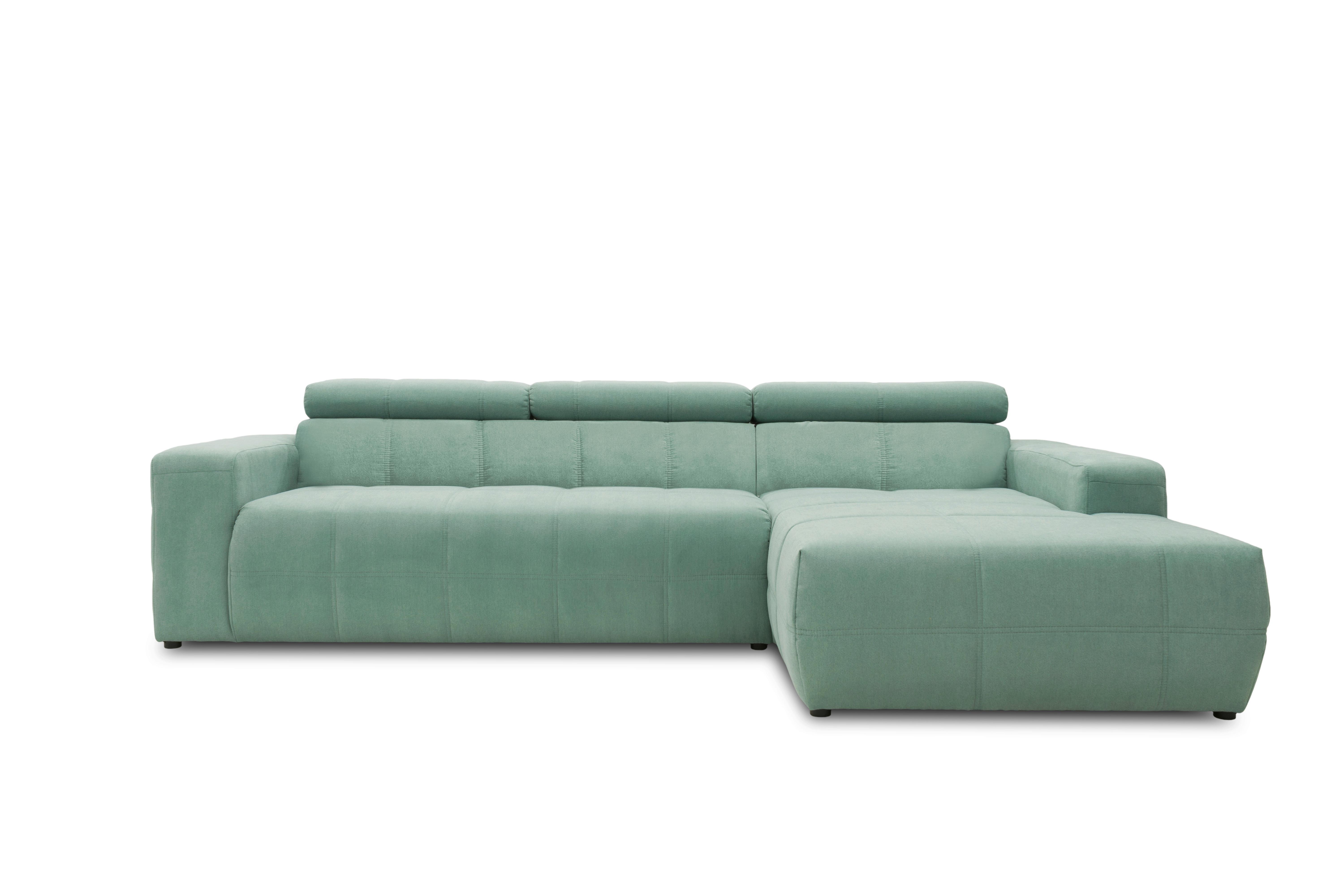 Ecksofa Brandon Kopfteile Verstellbar Mintgrün - Schwarz/Mintgrün, Design, Textil (285/175cm) - MID.YOU
