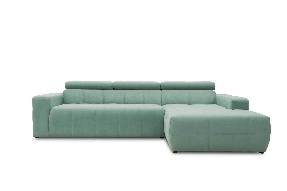 Ecksofa Brandon Kopfteile Verstellbar Mintgrün - Schwarz/Mintgrün, Design, Textil (285/175cm) - MID.YOU
