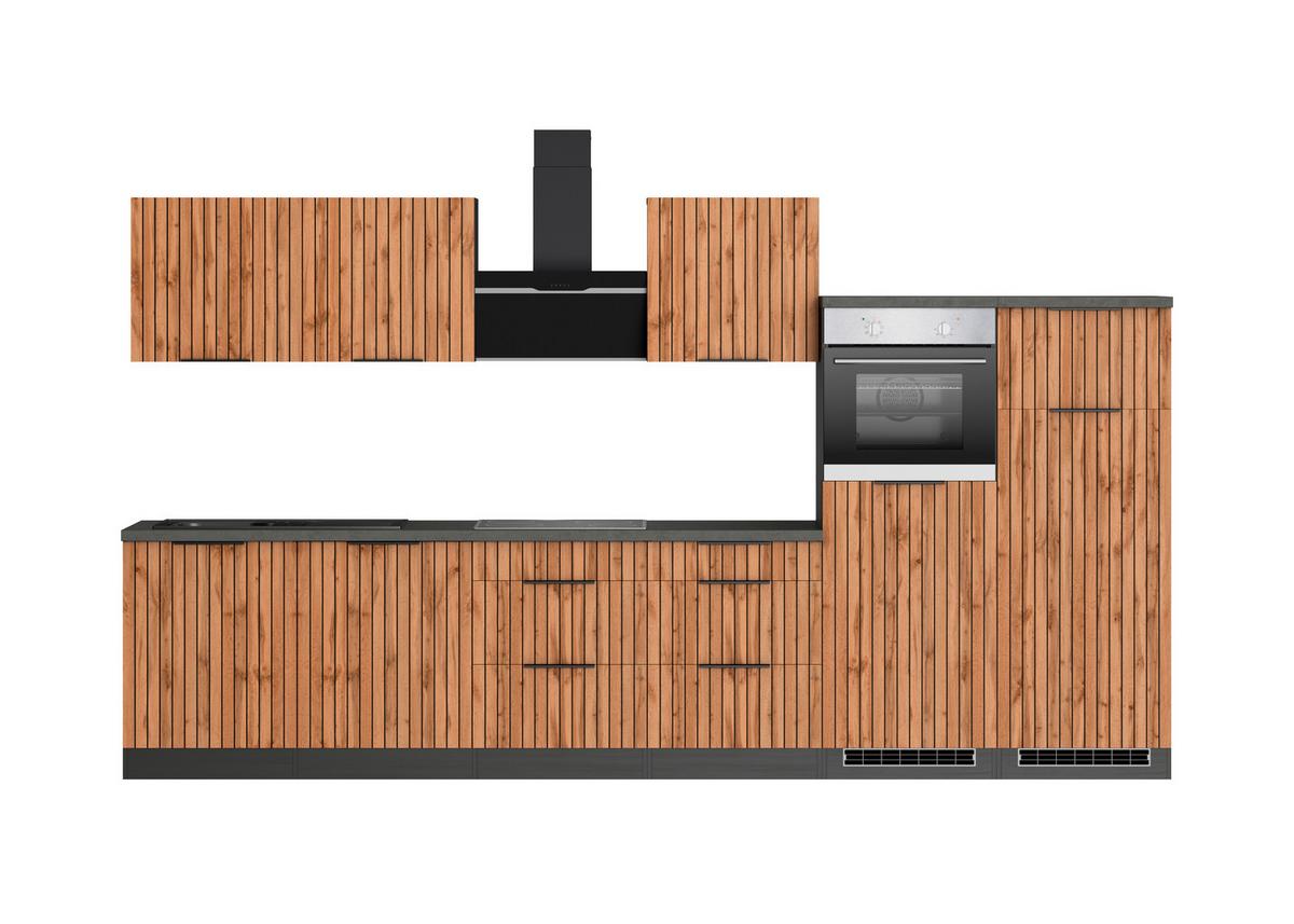 Küchenblock Liverpool Graphit/eiche Dekor B: 360 Cm - Schieferfarben/Eiche Wotan, Basics, Holzwerkstoff (360cm) - Held
