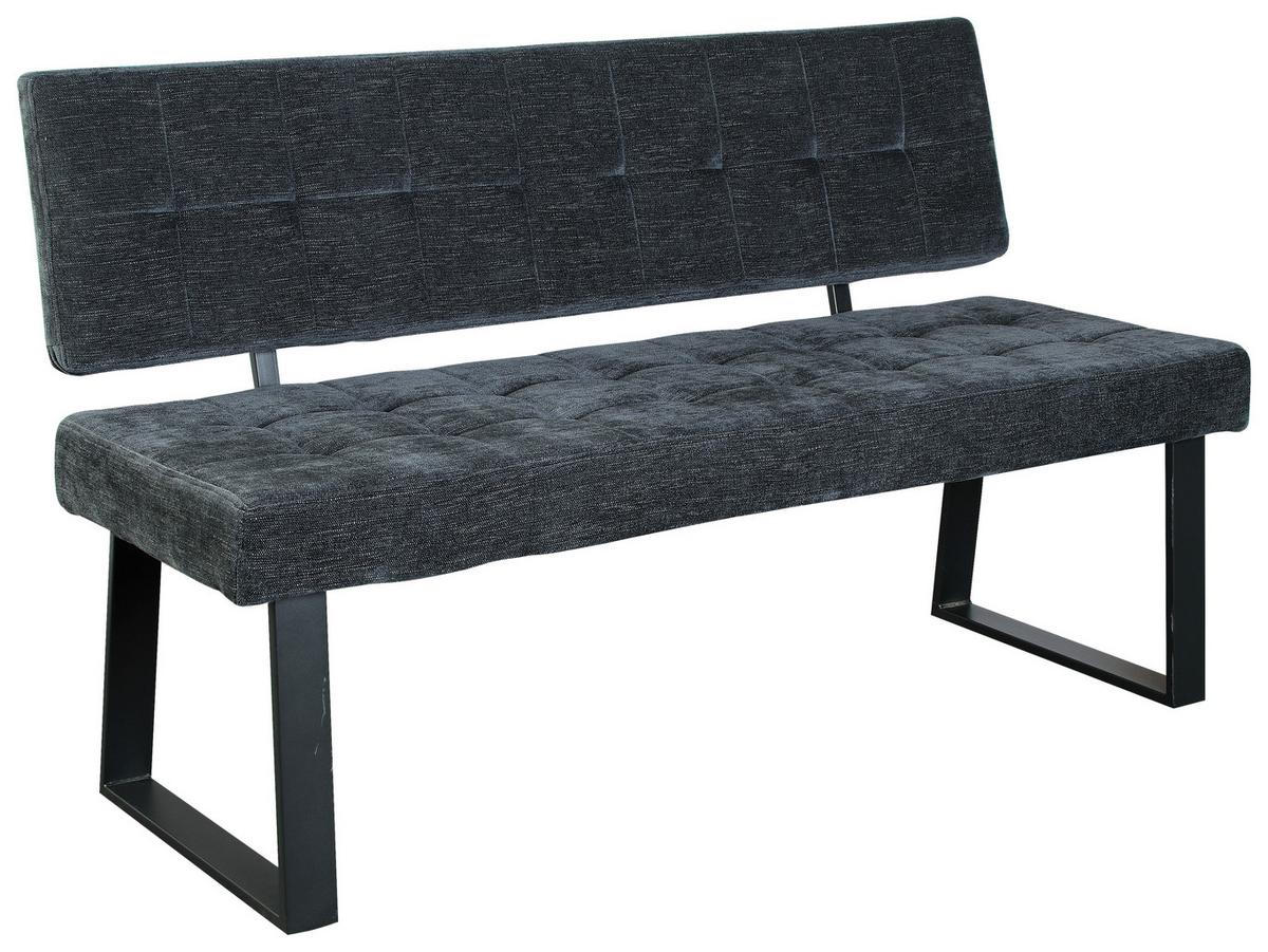 Sitzbank mit Lehne Dunkelgrau Volda 140x85 cm - Dunkelgrau/Schwarz, MODERN, Textil/Metall (140/85/56cm) - MID.YOU