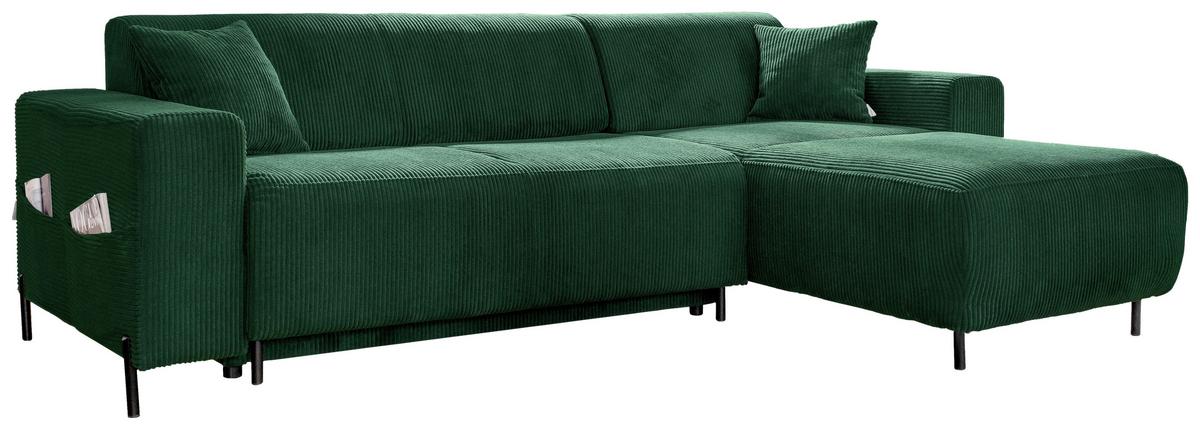Ecksofa Cuddly Mia Flaschengrün S: 260x165 cm - Dunkelgrün/Schwarz, Textil (260/165cm) - MID.YOU