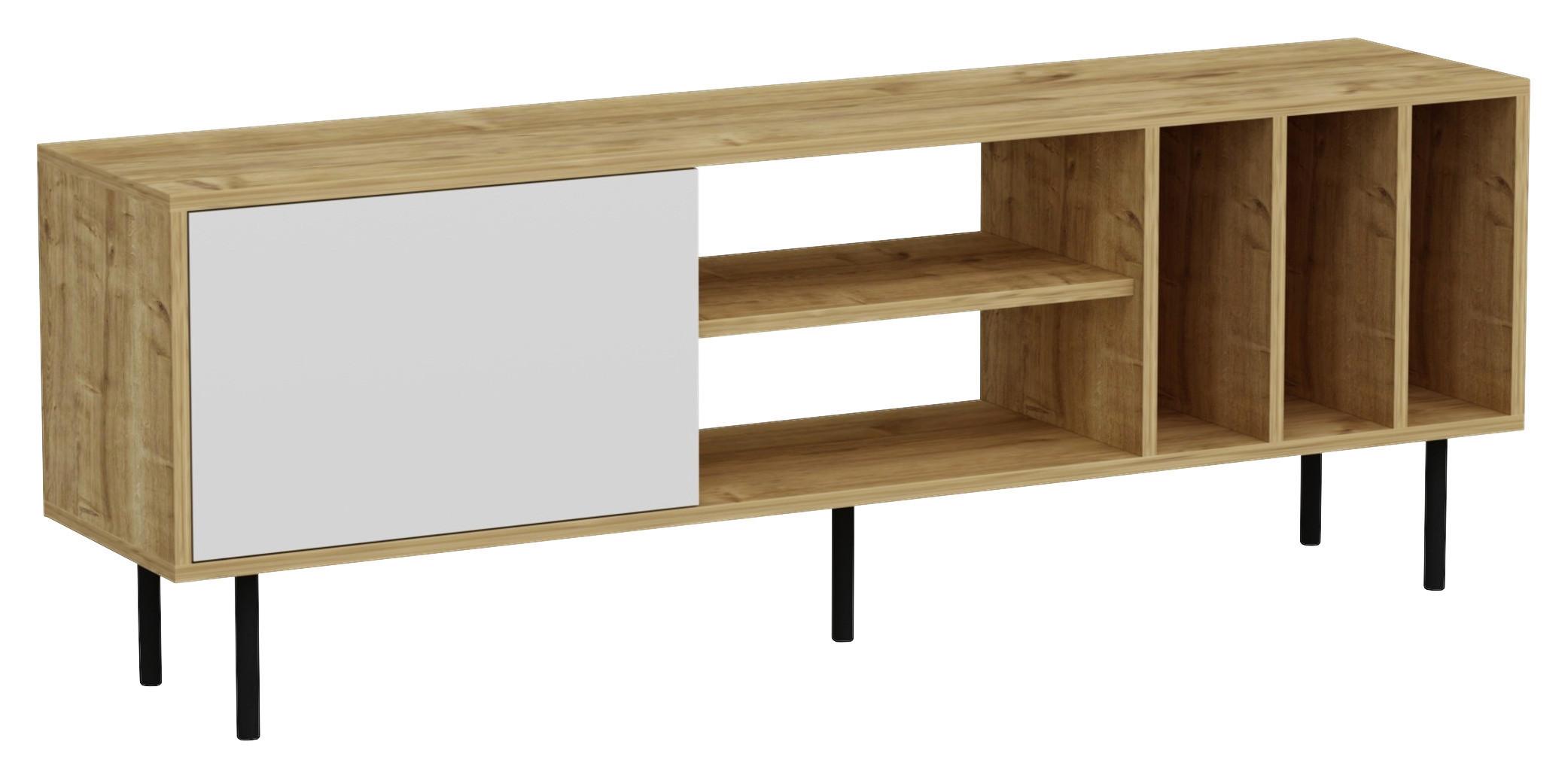 Lowboard Hera TV-Schrank - Eichefarben/Schwarz, Design, Holzwerkstoff (160/57/35cm) - Livetastic