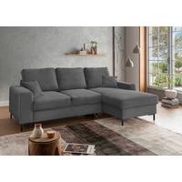 Eckschlafsofa Zona Grau S: 237x143 Cm - Schwarz/Grau, KONVENTIONELL, Textil (237/143cm) - Livetastic