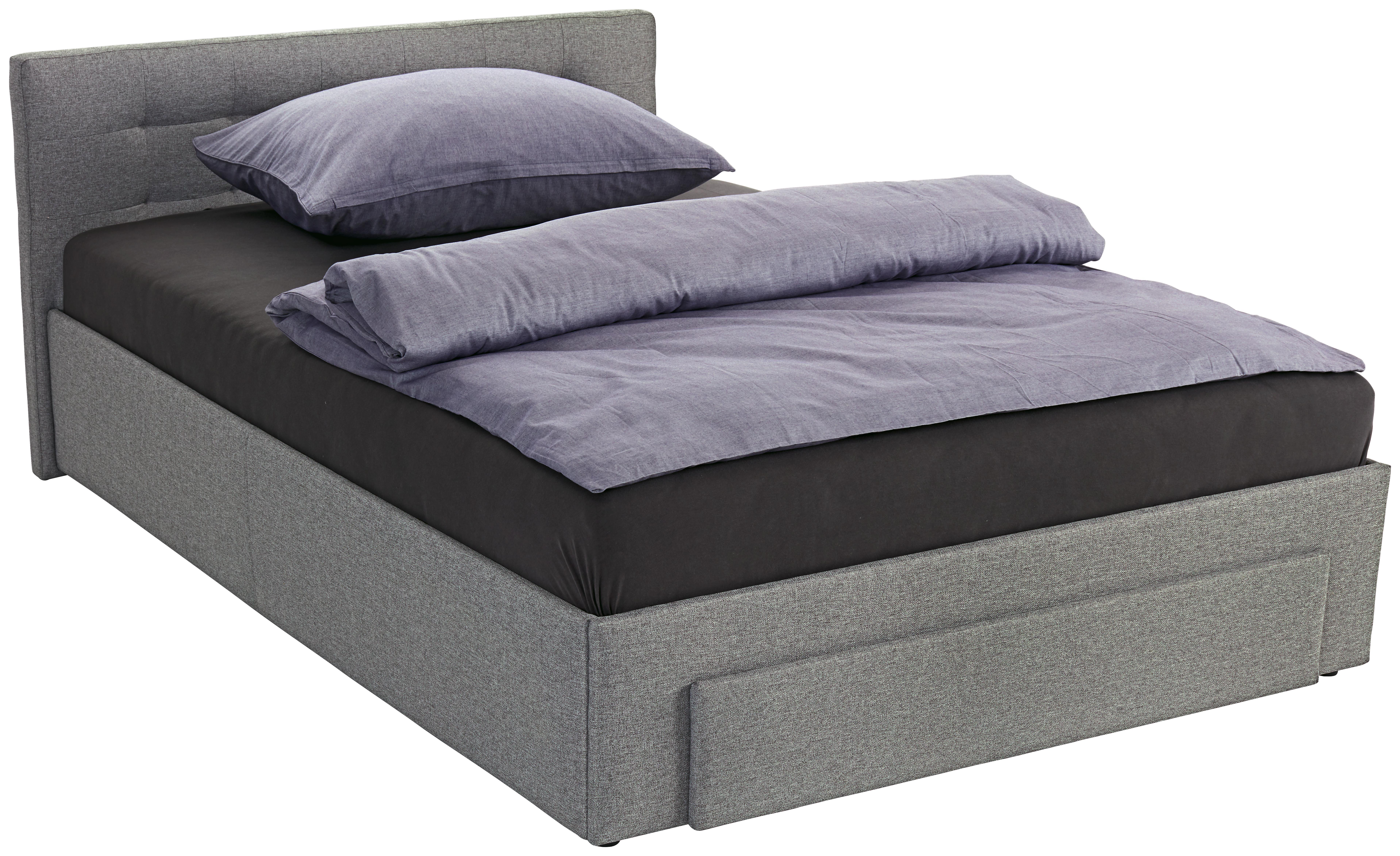 Polsterbett 180x200 Hellgrau - Hellgrau/Schwarz, KONVENTIONELL, Holz (192/84/216cm)