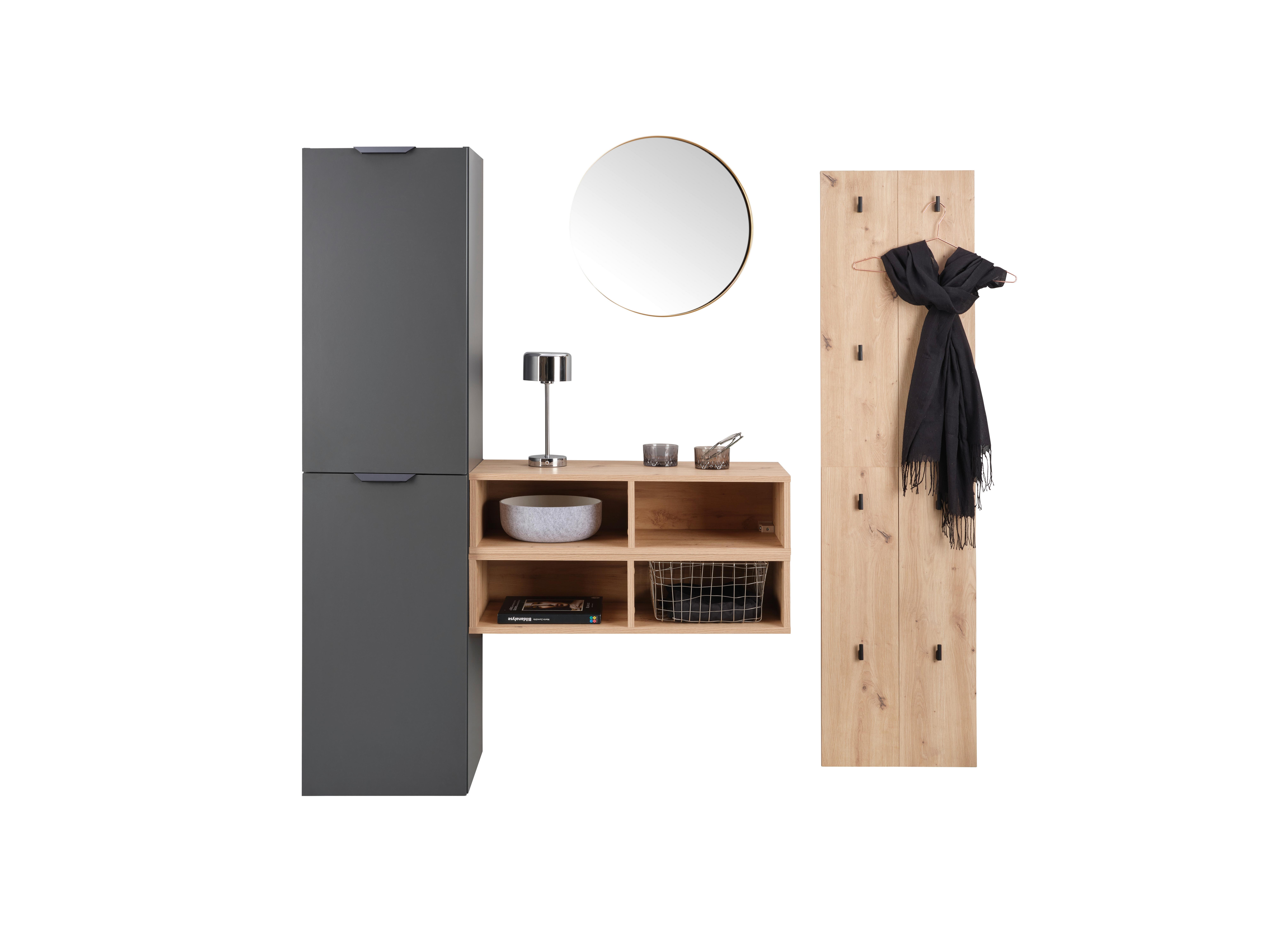 Garderobe Ciao Anthrazit/Eiche Dekor 3--Teilig - Anthrazit/Eiche Artisan, MODERN, Holzwerkstoff (160/160/37,6cm)