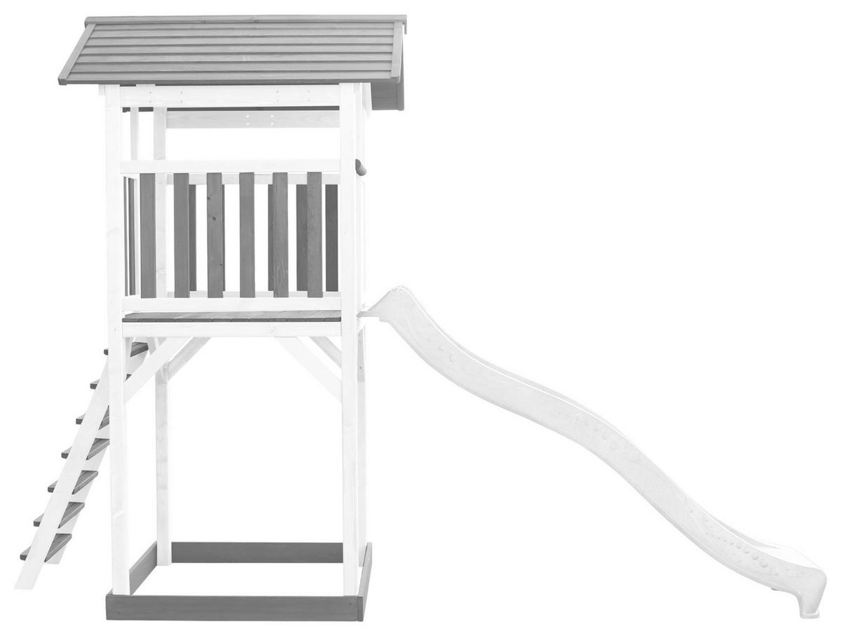 Spielturm A025.120.92 - Weiß/Grau, KONVENTIONELL, Holz/Kunststoff (111,2/241,9/349cm) - Ambia Garden