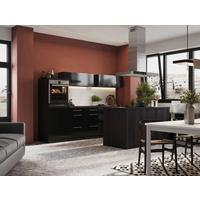 Küchenzeile Premium mit Geräte 280 cm Grau/Schwarz +kochinsel - Eichefarben/Schwarz, Basics, Holzwerkstoff (280/160cm) - Respekta