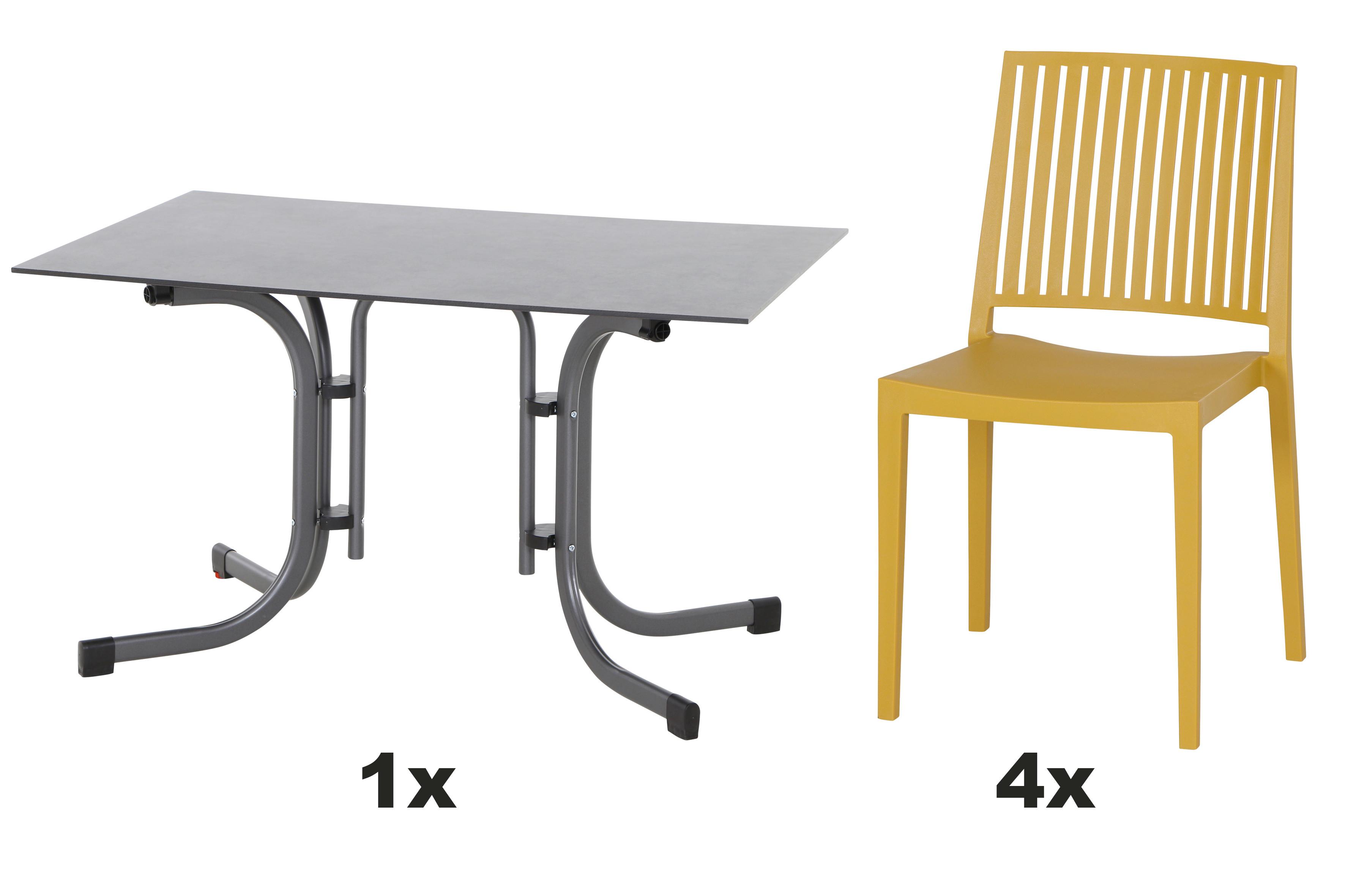 Gartengarnitur T20151 - Anthrazit/Gelb, Basics, Holzwerkstoff/Kunststoff (80/80/120cm) - Siena Garden