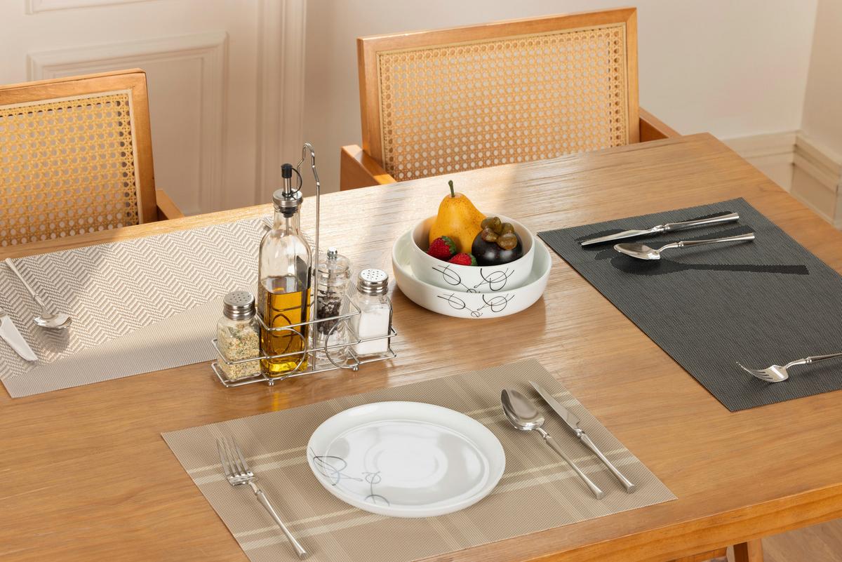 Platzdeckchen Anastasia - Beige/Schwarz, KONVENTIONELL, Kunststoff (45/30cm) - Luca Bessoni