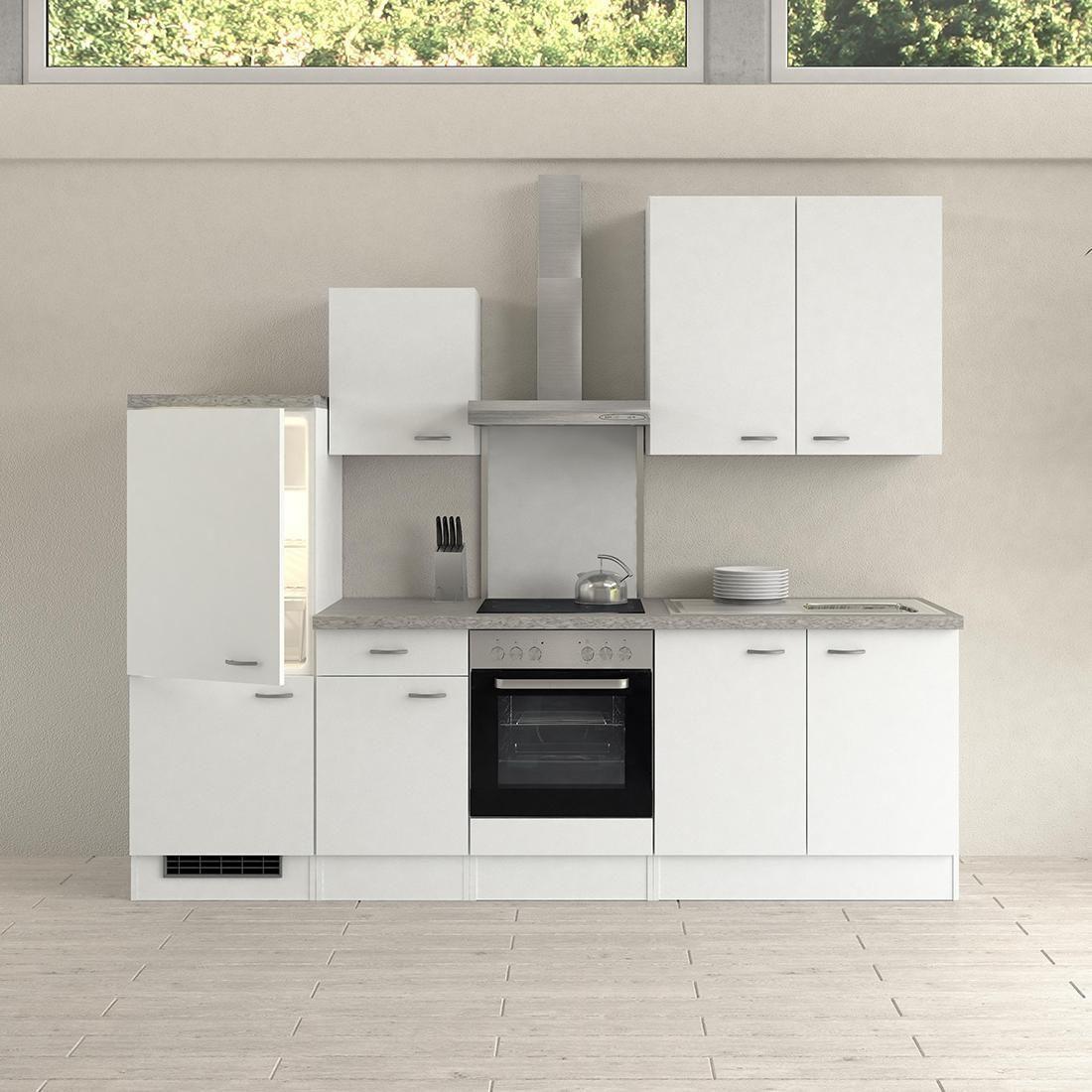 Küchenzeile Wito ohne Geräte 270 cm Weiß - Hellgrau/Weiß, KONVENTIONELL, Holzwerkstoff (270cm) - FlexWell