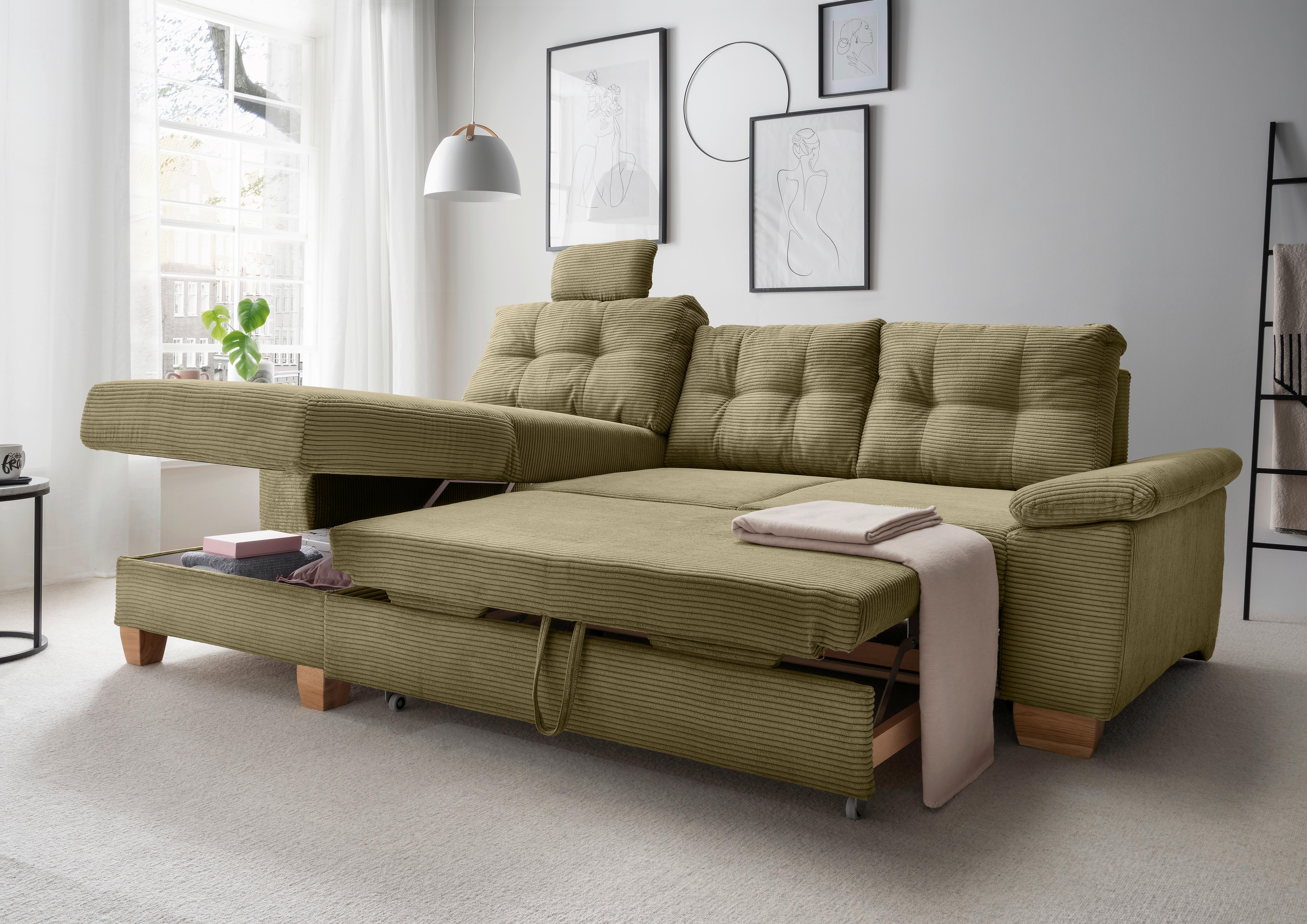 Ecksofa Brizzini Olivgrün S: 176x270 Cm - Naturfarben/Olivgrün, MODERN, Textil (176/270cm) - Livetastic
