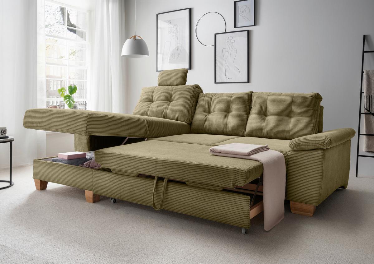 Ecksofa Brizzini Olivgrün S: 176x270 Cm - Naturfarben/Olivgrün, MODERN, Textil (176/270cm) - Livetastic