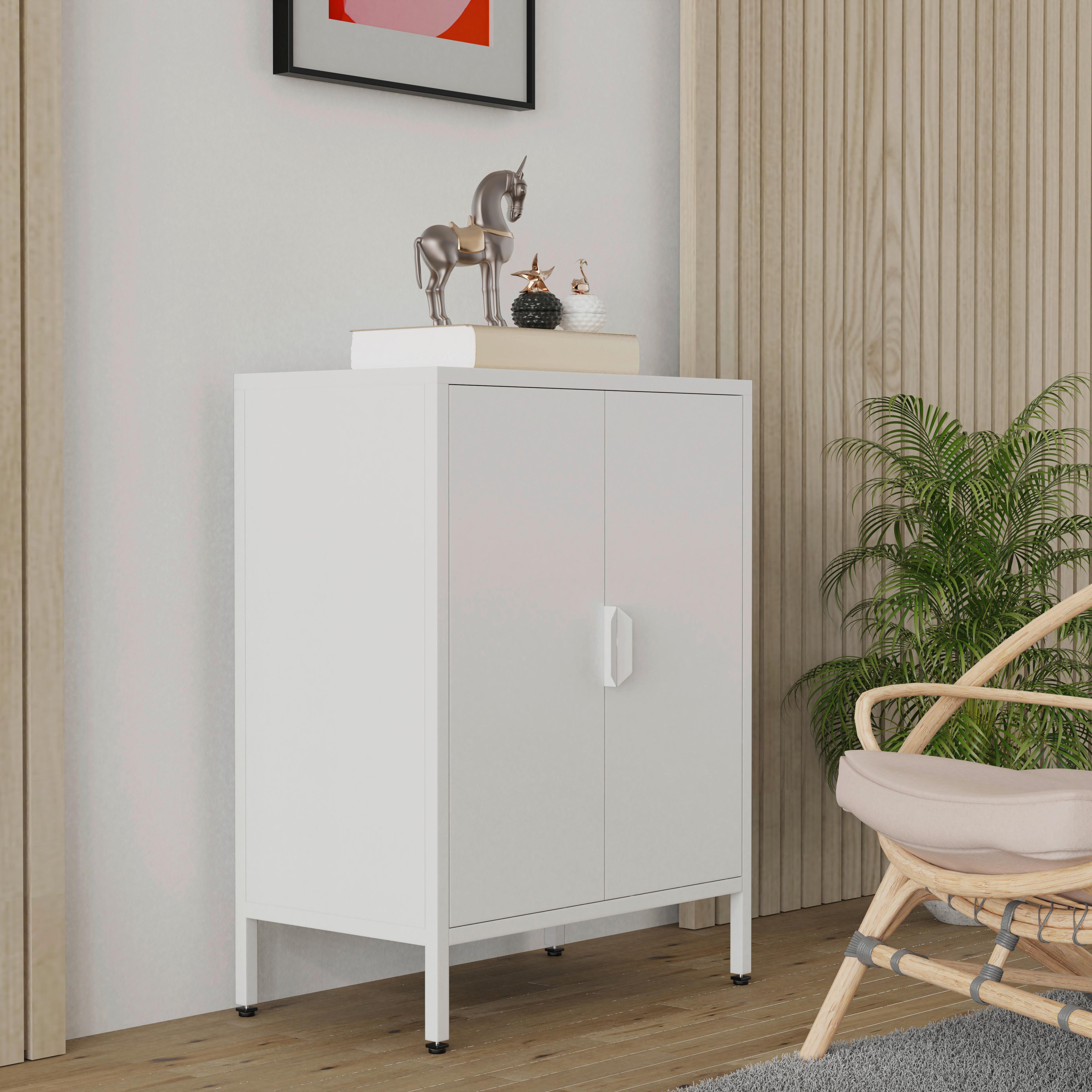 Kommode Flokas Weiß B: 60 cm - Weiß, Design, Metall (60/80/35cm) - MID.YOU