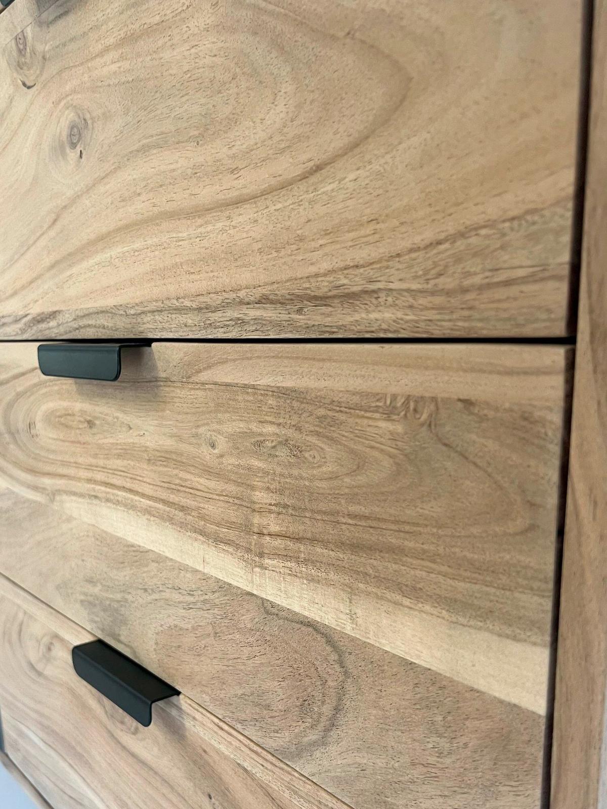 Sideboard Akaziefarben, Schwarz B: 175cm - Schwarz/Akaziefarben, Natur, Holz (175/76/40cm) - Livetastic