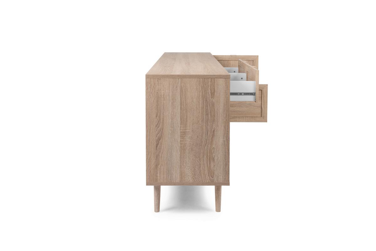 Sideboard Dekor Mit 4 Türen 180 Cm Bali Sonoma Eiche - Sonoma Eiche, Natur, Holzwerkstoff (180/71/40cm) - MID.YOU