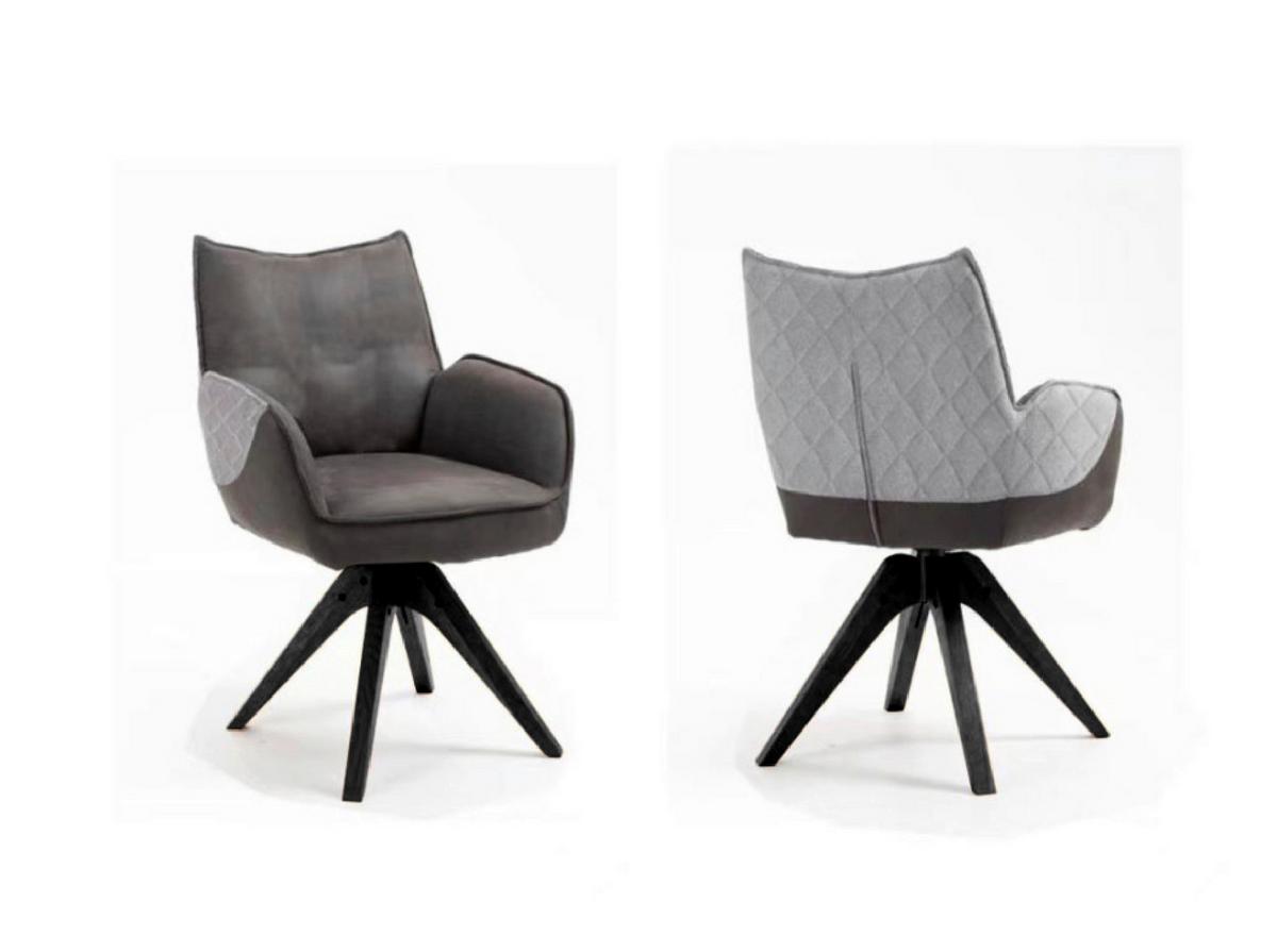 Stuhl Fulton Braun, Grau Beine Schwarz, B: 62 cm - Schwarz/Braun, Design, Holz/Textil (62/85/64cm) - Stylife
