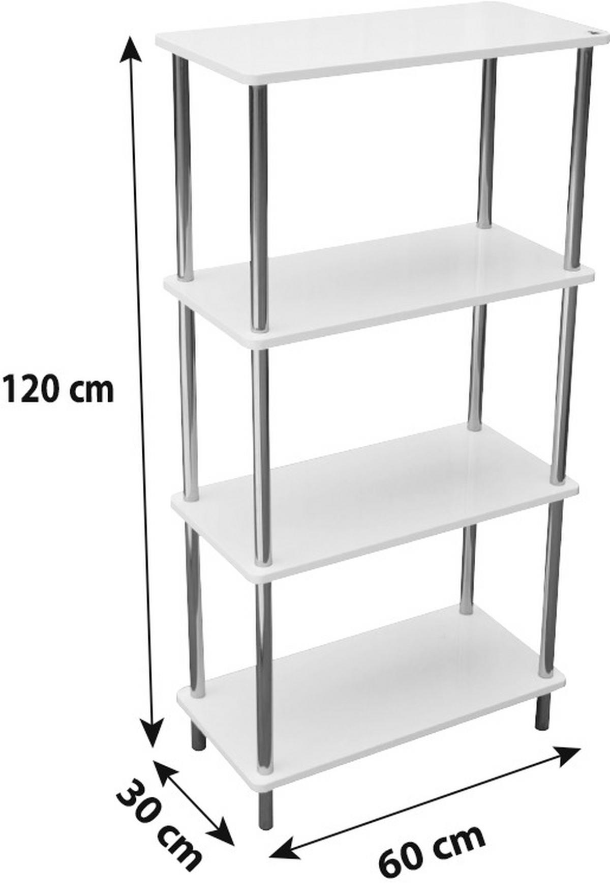 REGÁL TIM 2 - bílá/barvy chromu, Moderní, kov/kompozitní dřevo (60/120/30cm) - Möbelix Exklusiv