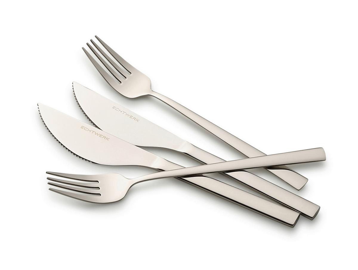 Pizzabesteckset 4-Teilig für 2 Personen - Silberfarben, Basics, Metall (23cm) - Echtwerk