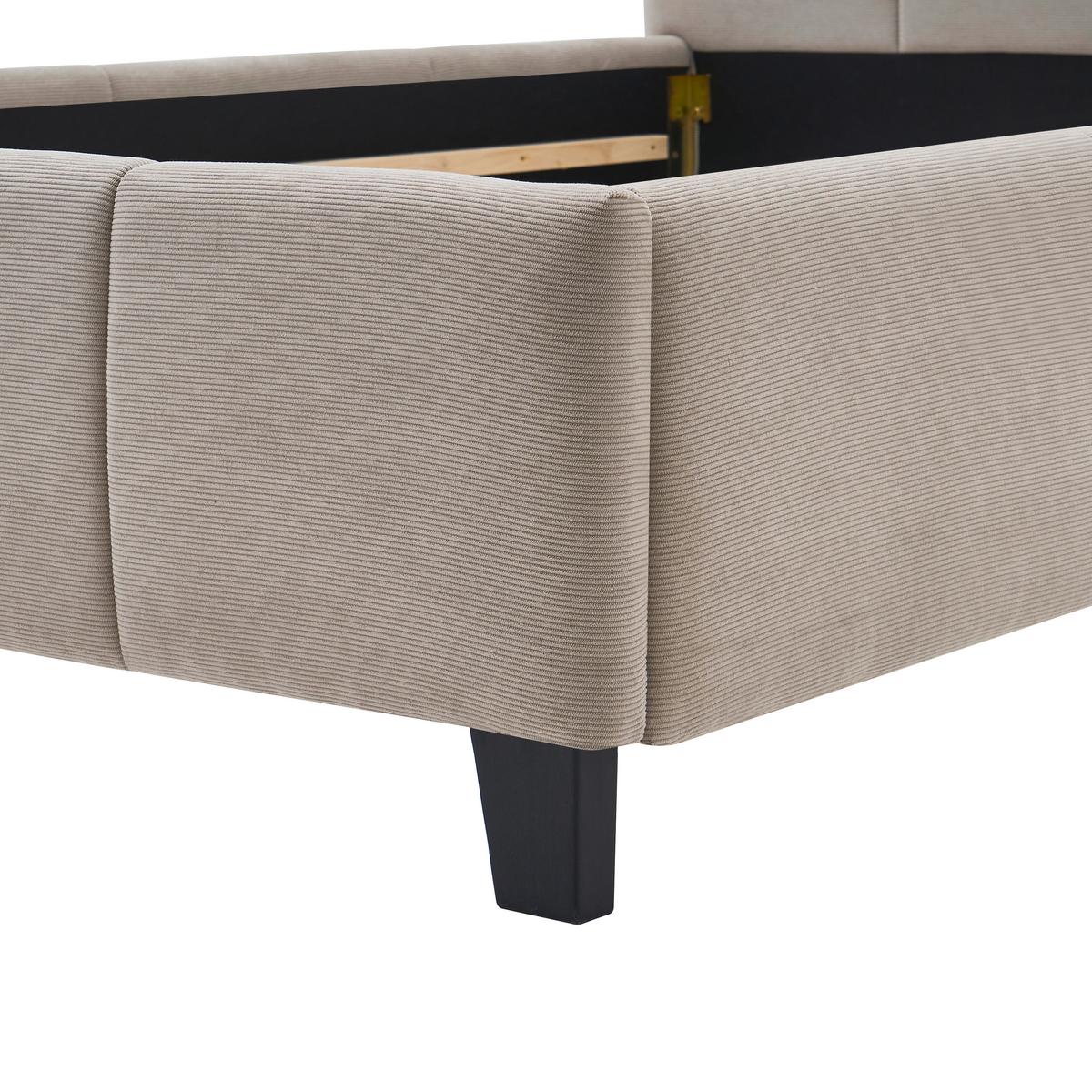 Čalouněná postel CRAZY 140x200 cm, béžová - černá/přírodní barvy, Moderní, kov/dřevo (140/200cm) - Based