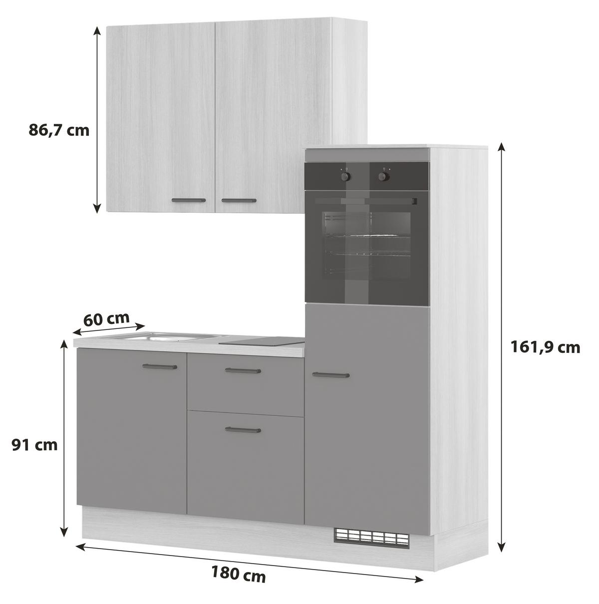 KÜCHENBLOCK IP 1200 - Blau/Eichefarben, Trend (180cm) - Impuls