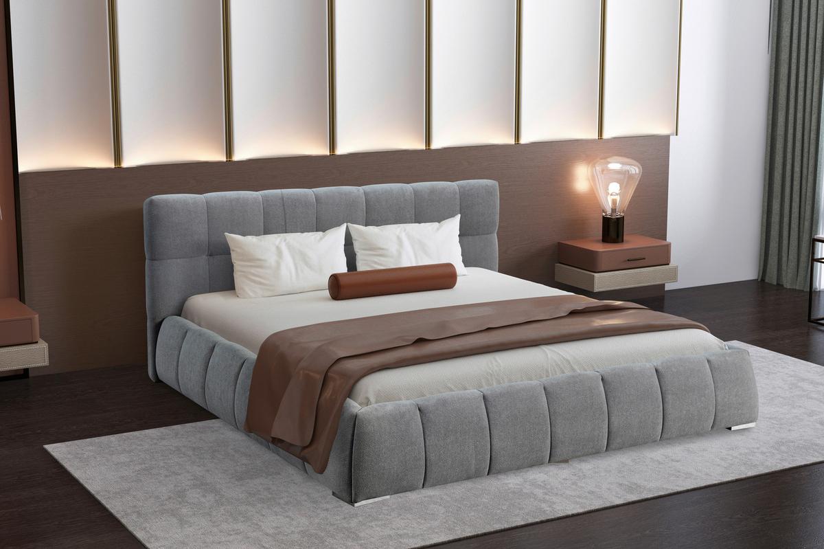 Polsterbett Natalia Grau B: 208 cm - Schwarz/Grau, Design, Holzwerkstoff/Textil (208/90/228cm) - Livetastic