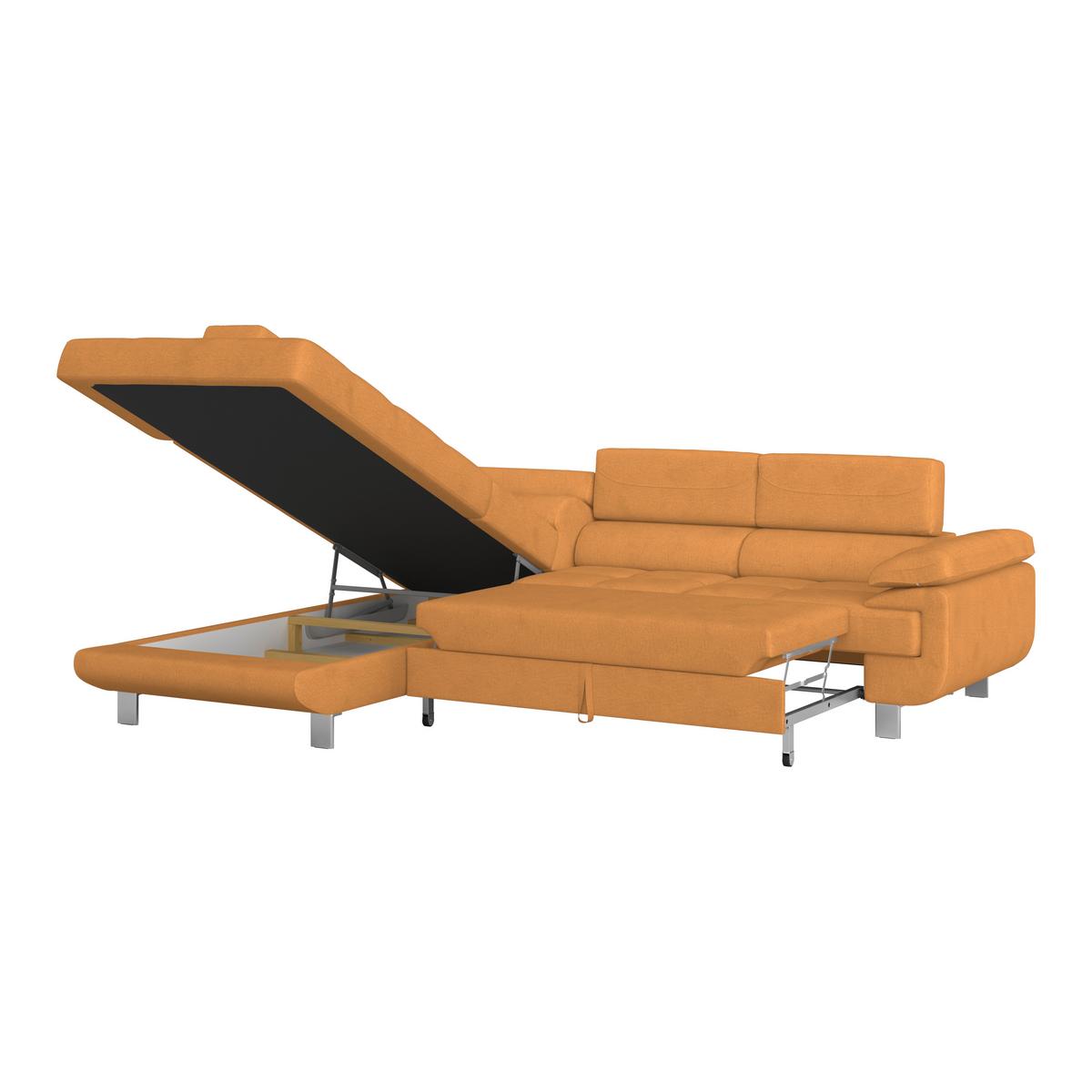 Ecksofa mit Schlaffunktion + Bettkasten Savona Webstoff - Orange, MODERN, Textil (230/270cm) - Ondega