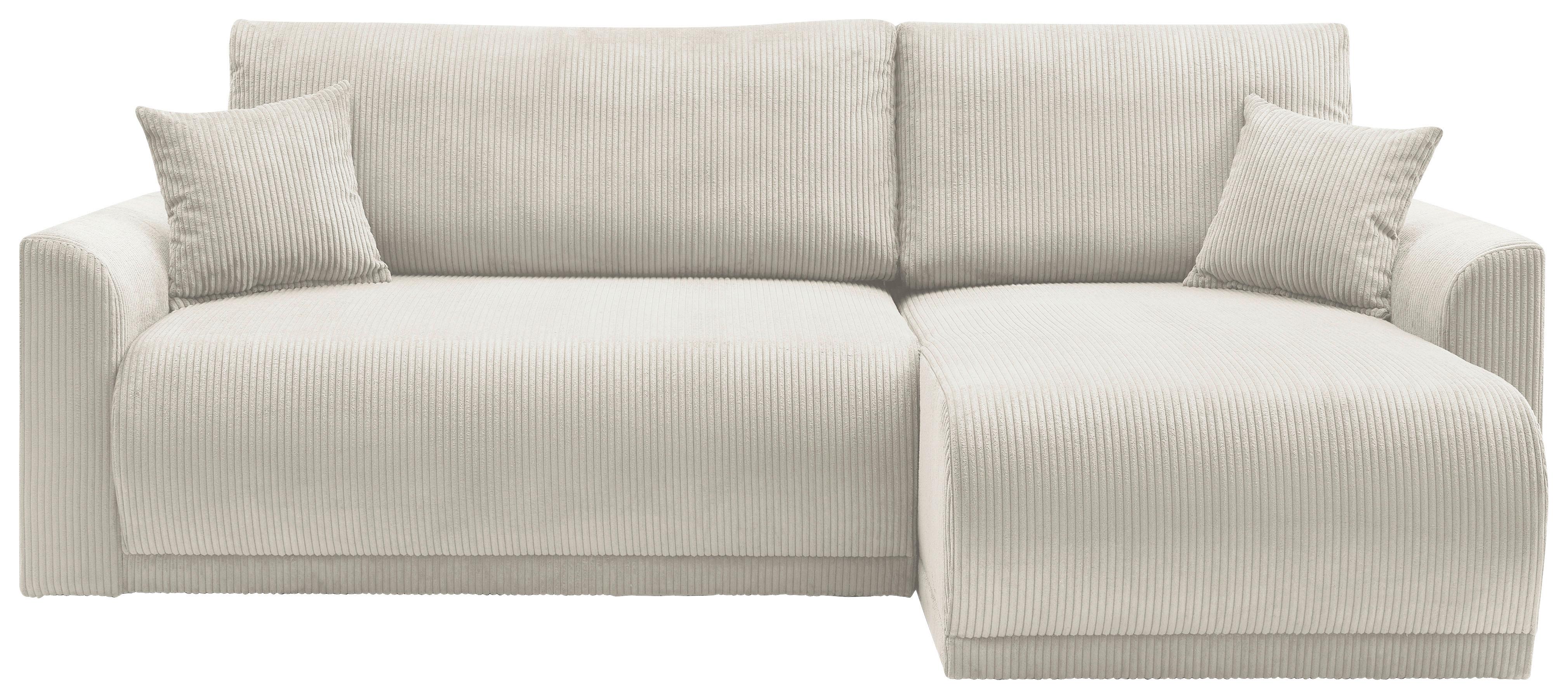 Rohová sedačka KIM L146, oboustranná, krémový manšestr - krémová, Moderní, dřevo (233/146cm)
