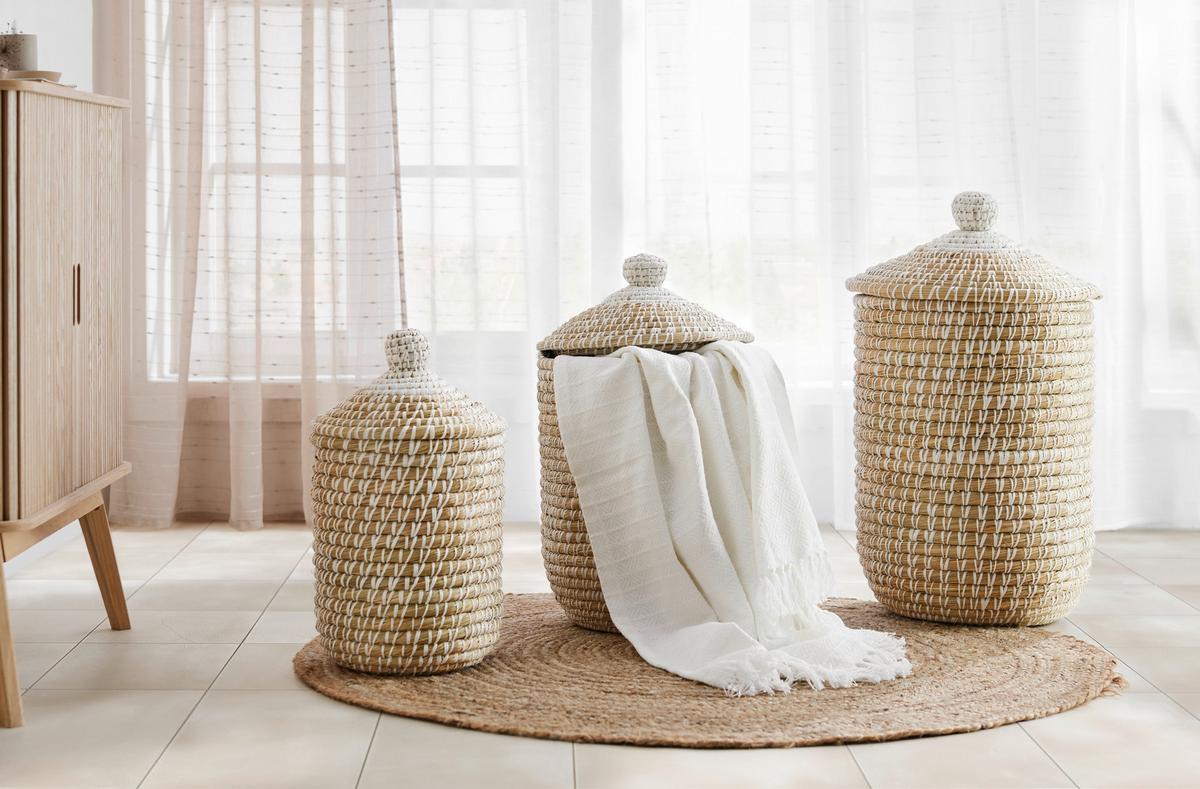 ZÁVĚS S POUTKY IDA - bílá, Konvenční, textil (135/245cm) - Based