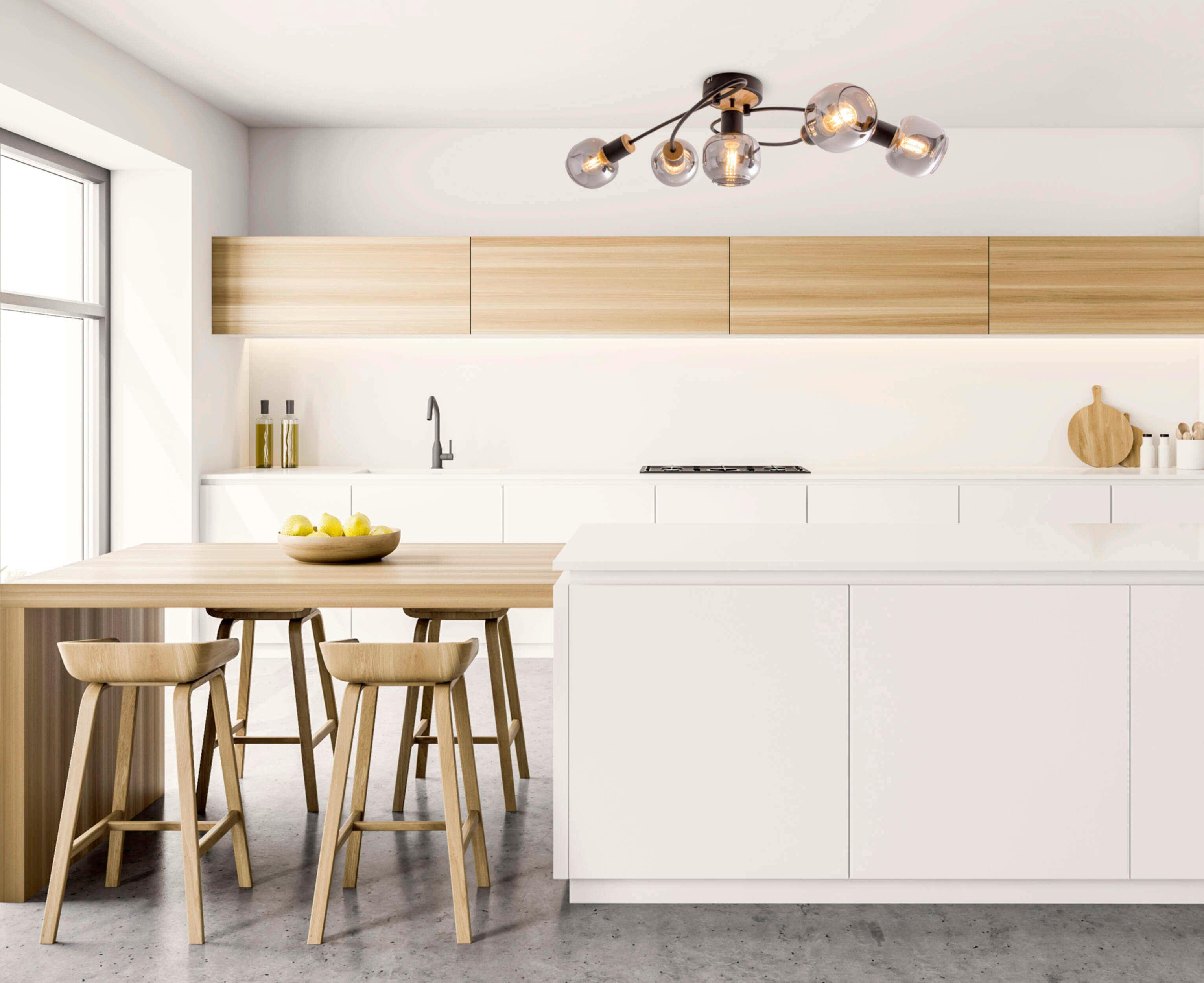 Deckenleuchte Fumoso - Schwarz/Naturfarben, Design, Glas/Metall (18,5cm) - Näve