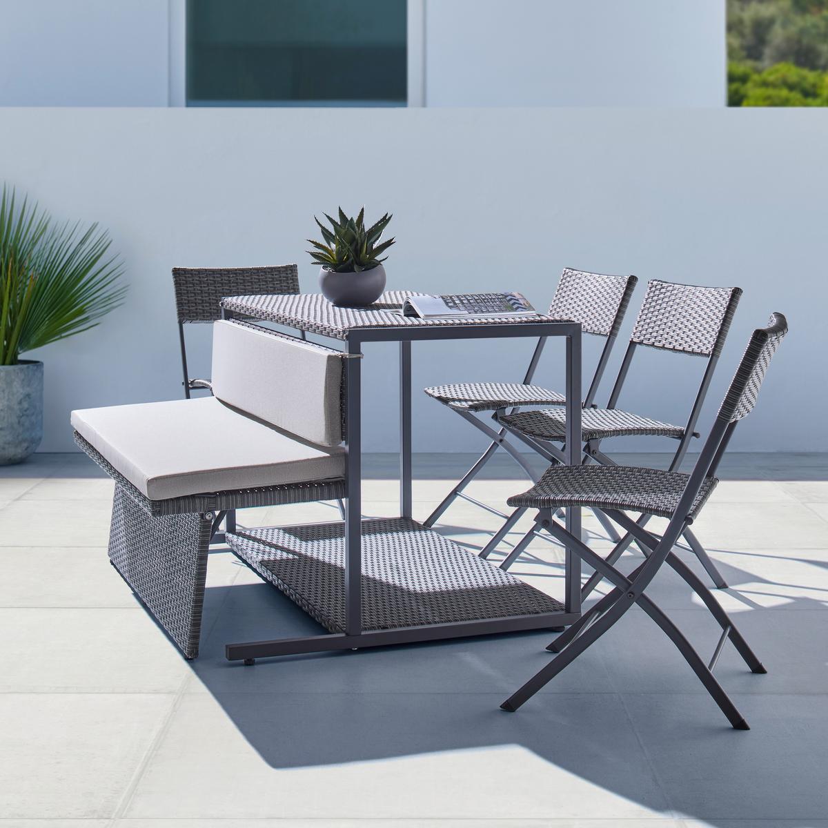 Sada na balkon MARIO tm.šedá/sv.šedá - šedá/světle šedá, Moderní, kov/textil (120/75/105cm) - Bessagi Garden