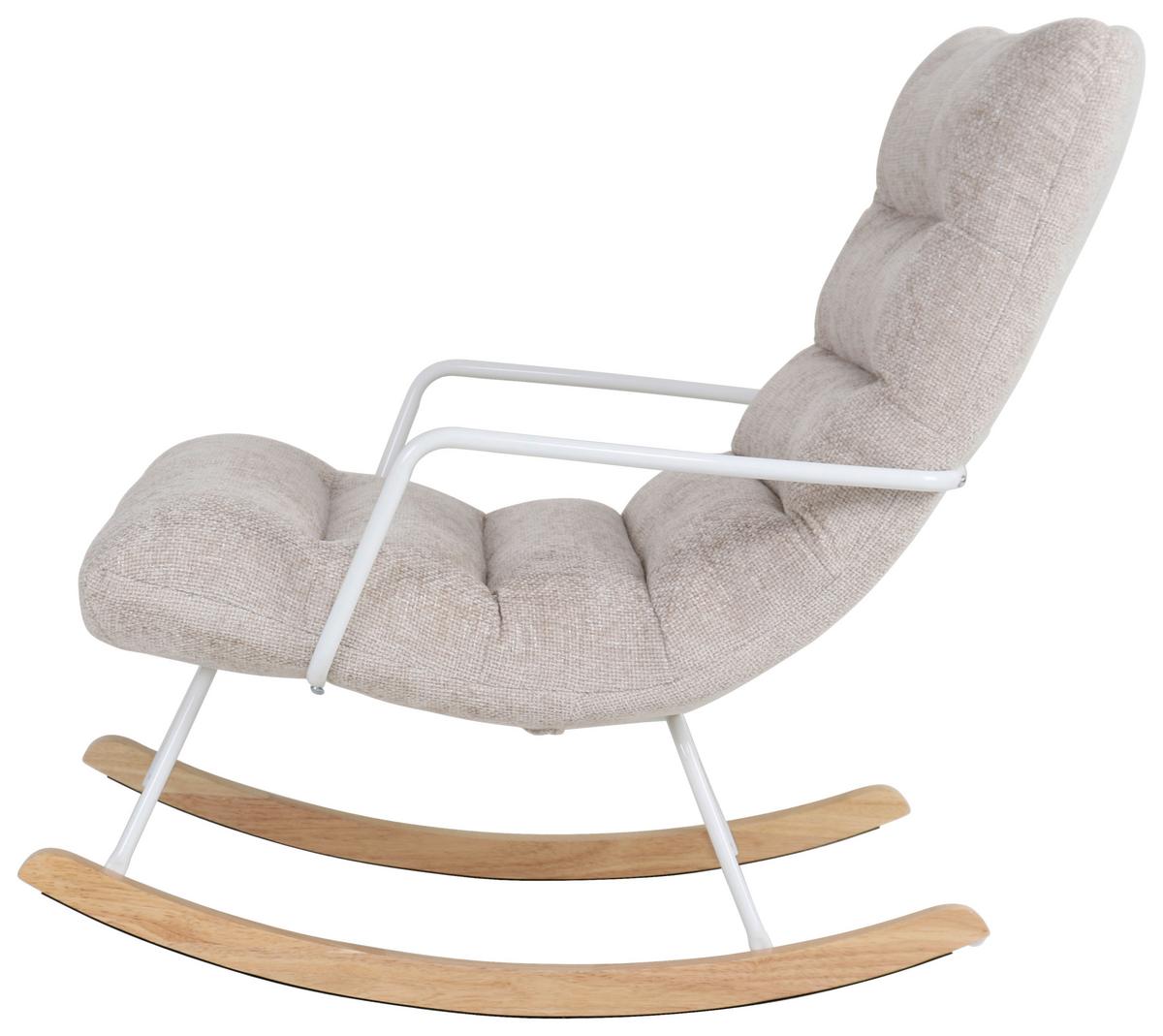 Houpací židle SWINGO, krémová žinylka - bílá/krémová, Moderní, kov/dřevo (72/96/110cm) - Mömax