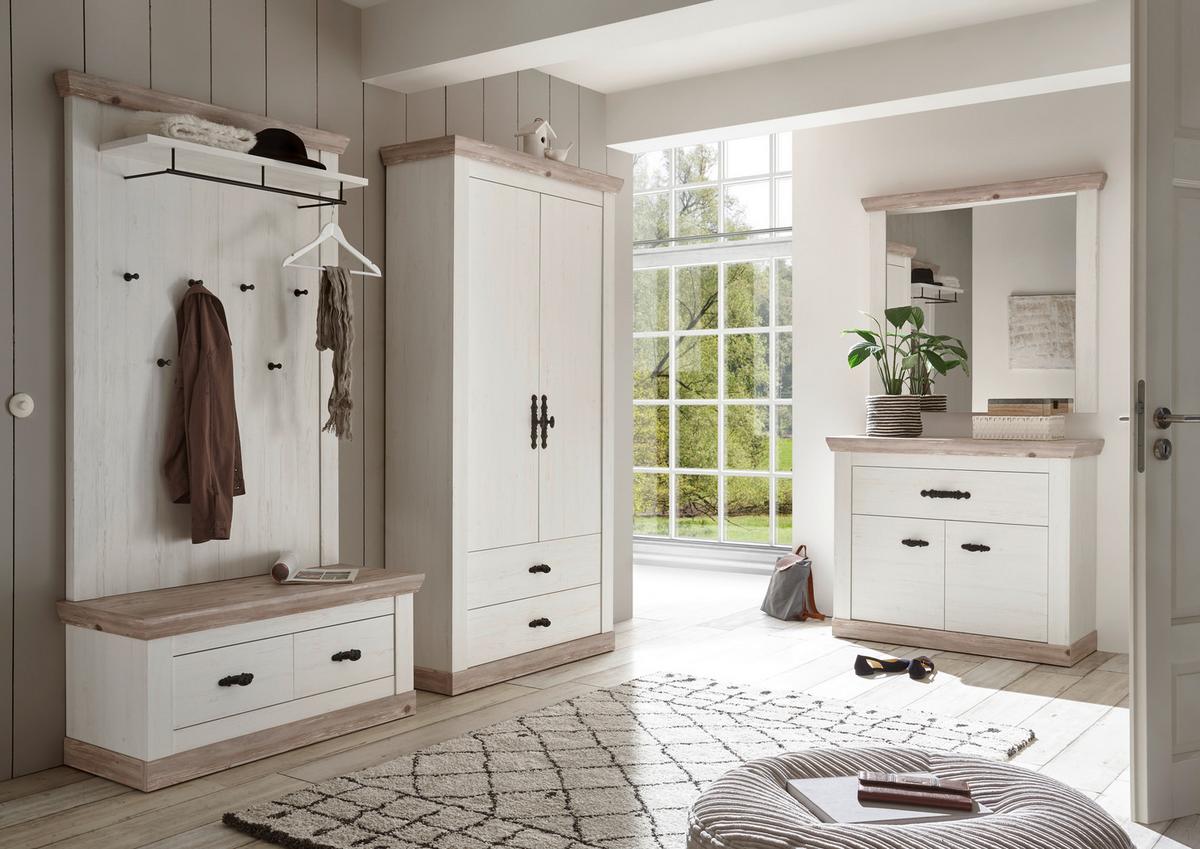 Garderobe Florenz Pinienfarbe/Hellbraun 341cm - Hellbraun/Pinienfarben, Design, Holzwerkstoff (341/201/45cm) - MID.YOU