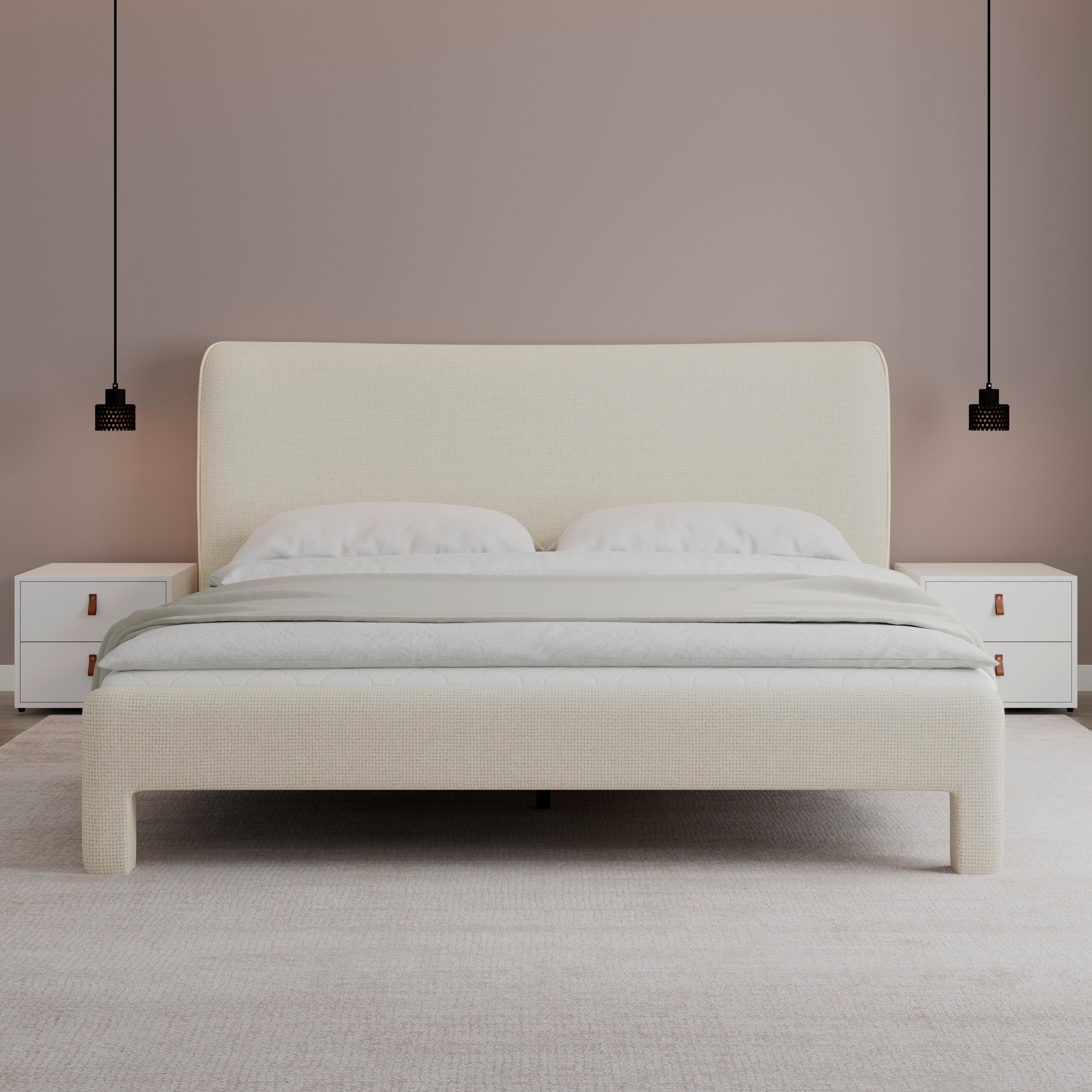 Čalúnená posteľ VALION 160x200 cm, slonovinová - slonovinová/prírodná farba, Modern, kov/drevo (160/200cm) - Bessagi Home