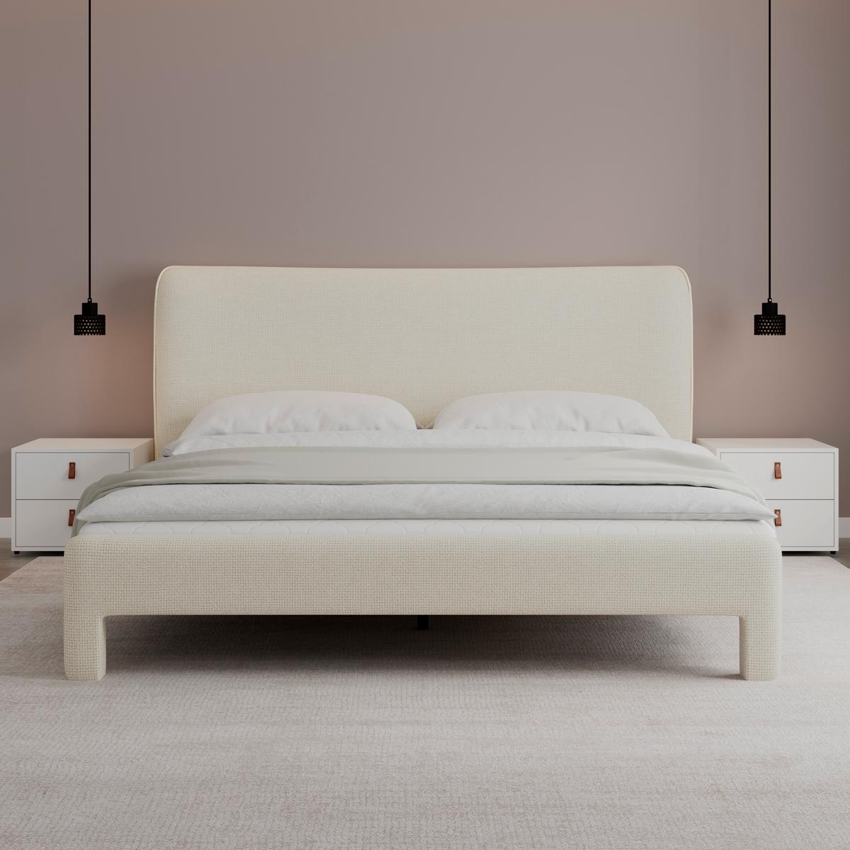 Čalúnená posteľ VALION 160x200 cm, slonovinová - slonovinová/prírodná farba, Modern, kov/drevo (160/200cm) - Bessagi Home