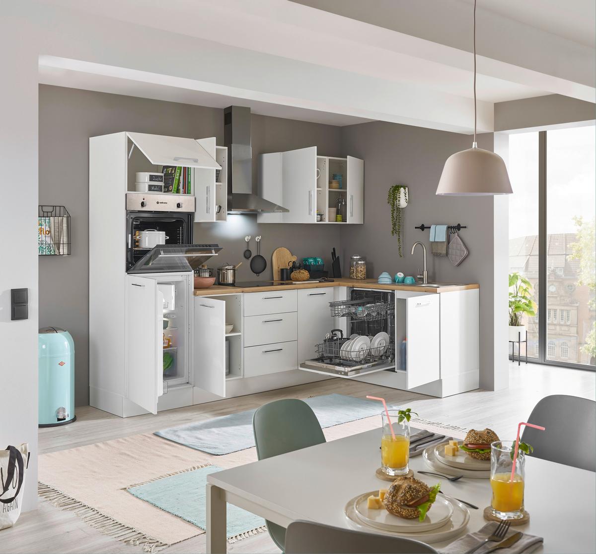 Eckküche Dekor Weiß/Eiche Dekor 280x175 cm - Weiß/Eiche Artisan, Basics, Holzwerkstoff (280/175cm) - MID.YOU