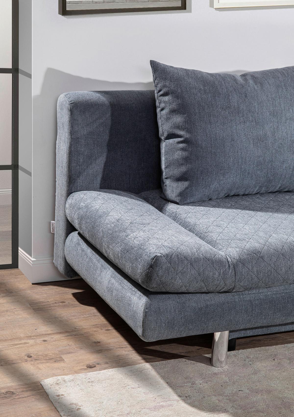 2-Sitzer-Sofa mit Schlaffunktion Sorini B:194 cm - Chromfarben/Anthrazit, Design, Textil (194/73/91cm) - Livetastic