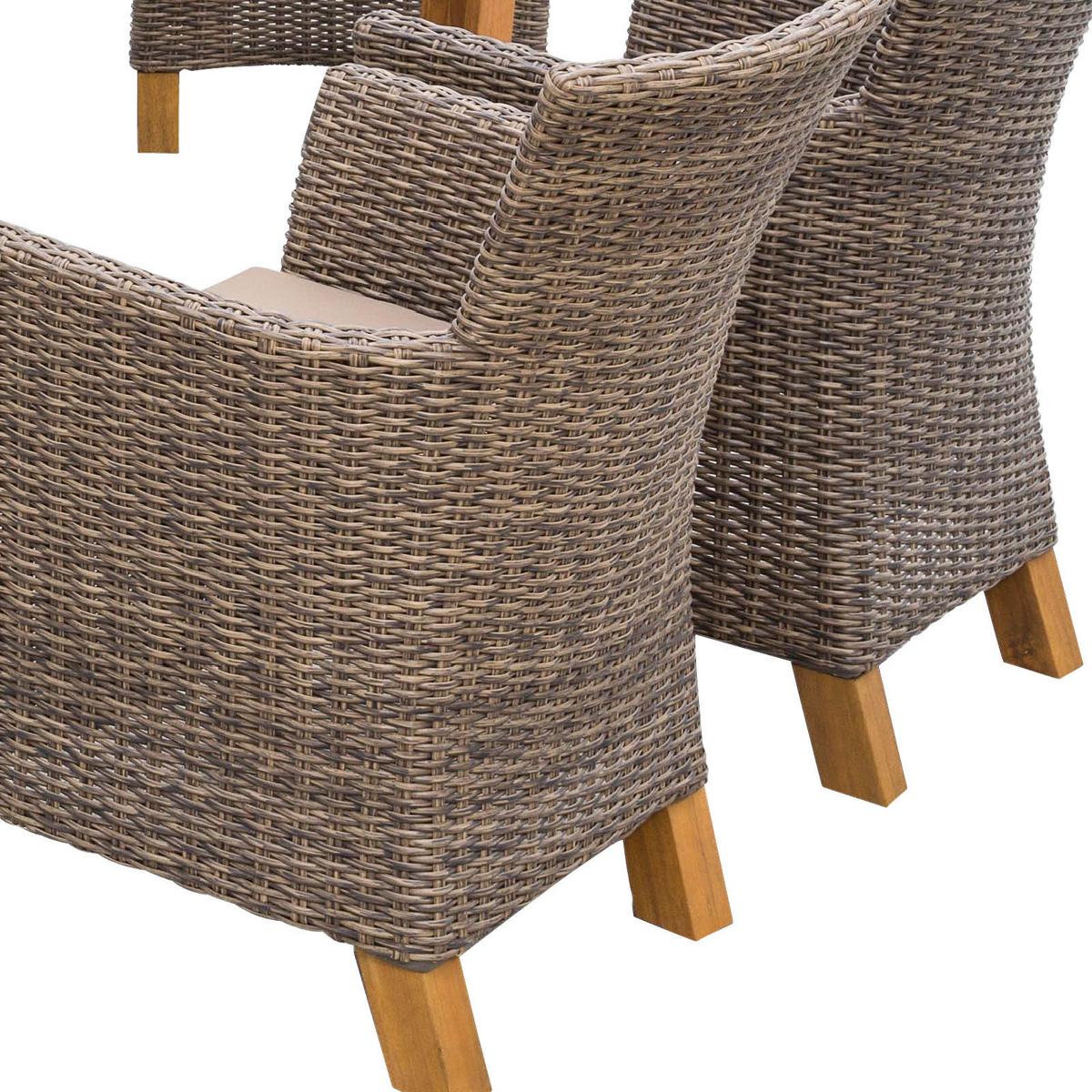 Gartengarnitur 7-Tlg. Toskana Akazie/Aluminium - Naturfarben/Braun, ROMANTIK / LANDHAUS, Holz/Kunststoff - Ambia Garden