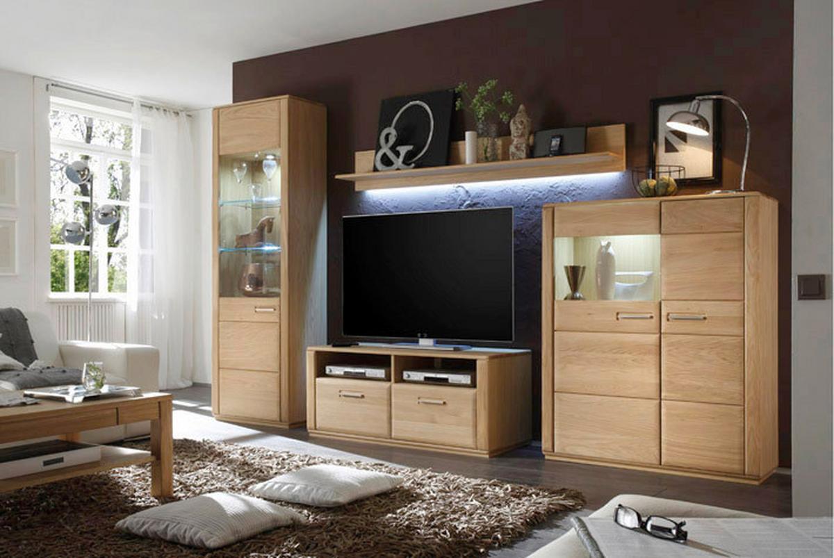 Wohnkombination 4-Tlg. Sena Eichefarben - Eichefarben, Design, Glas/Holz (319/209/51cm) - Livetastic