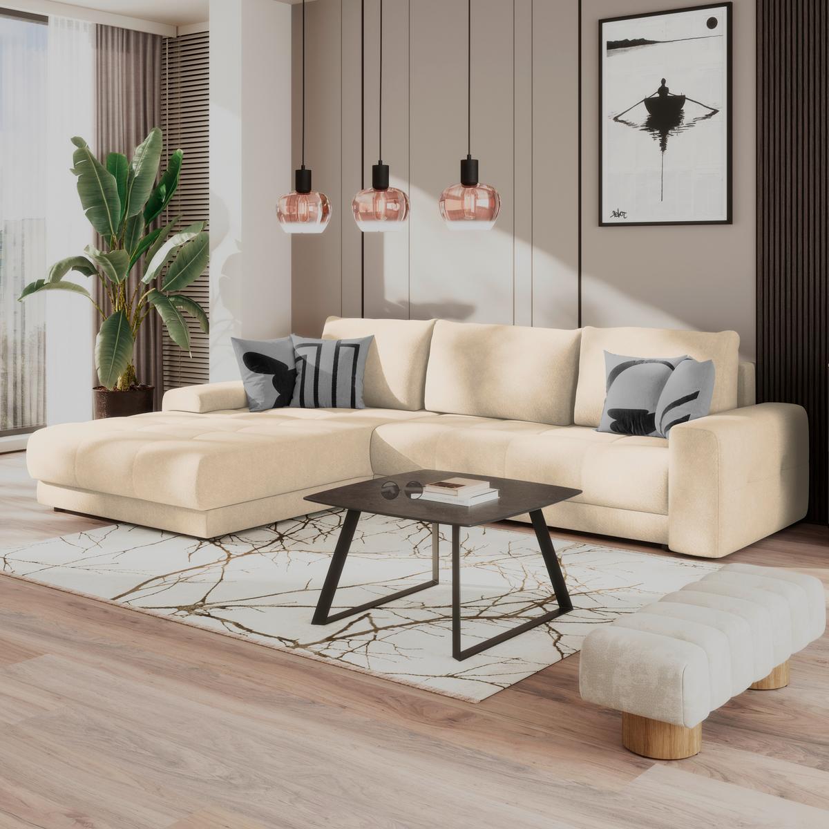 Ecksofa Adria Beige, S: 213x308 cm - Beige, Trend, Textil (213/308cm) - Luca Bessoni