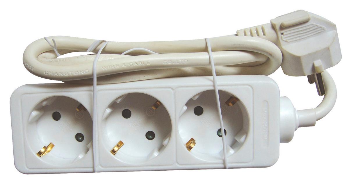 Steckdosenleiste 3-Fach 140 cm Weiß Schutzkontakt - Weiß, KONVENTIONELL, Kunststoff (140cm) - Ondega