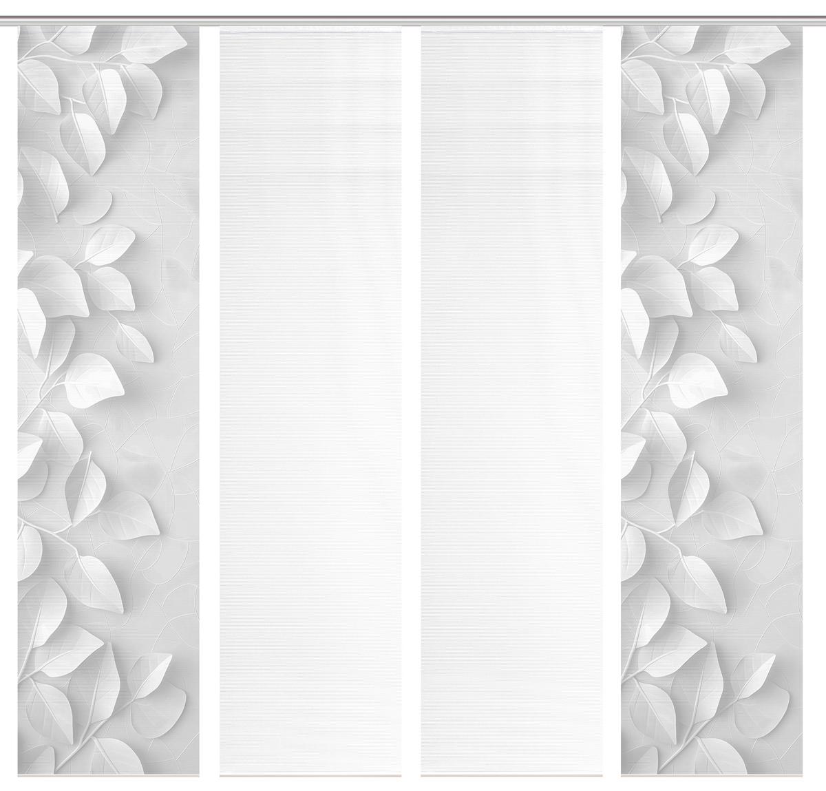 Flächenvorhang Rixa 4er Set - Hellgrau/Weiß, Design, Textil (60/260cm)