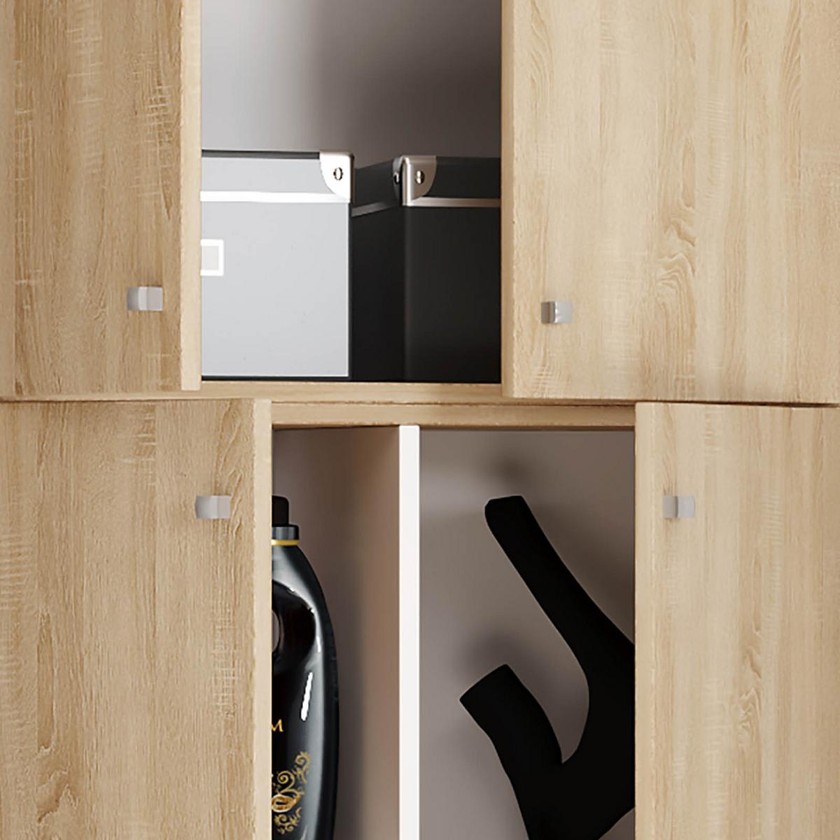 Mehrzweckschrank Lona XXL Eiche Dekor BxH: 70/240 cm - Schwarz/Sonoma Eiche, MODERN, Holzwerkstoff (70/240/39cm) - MID.YOU