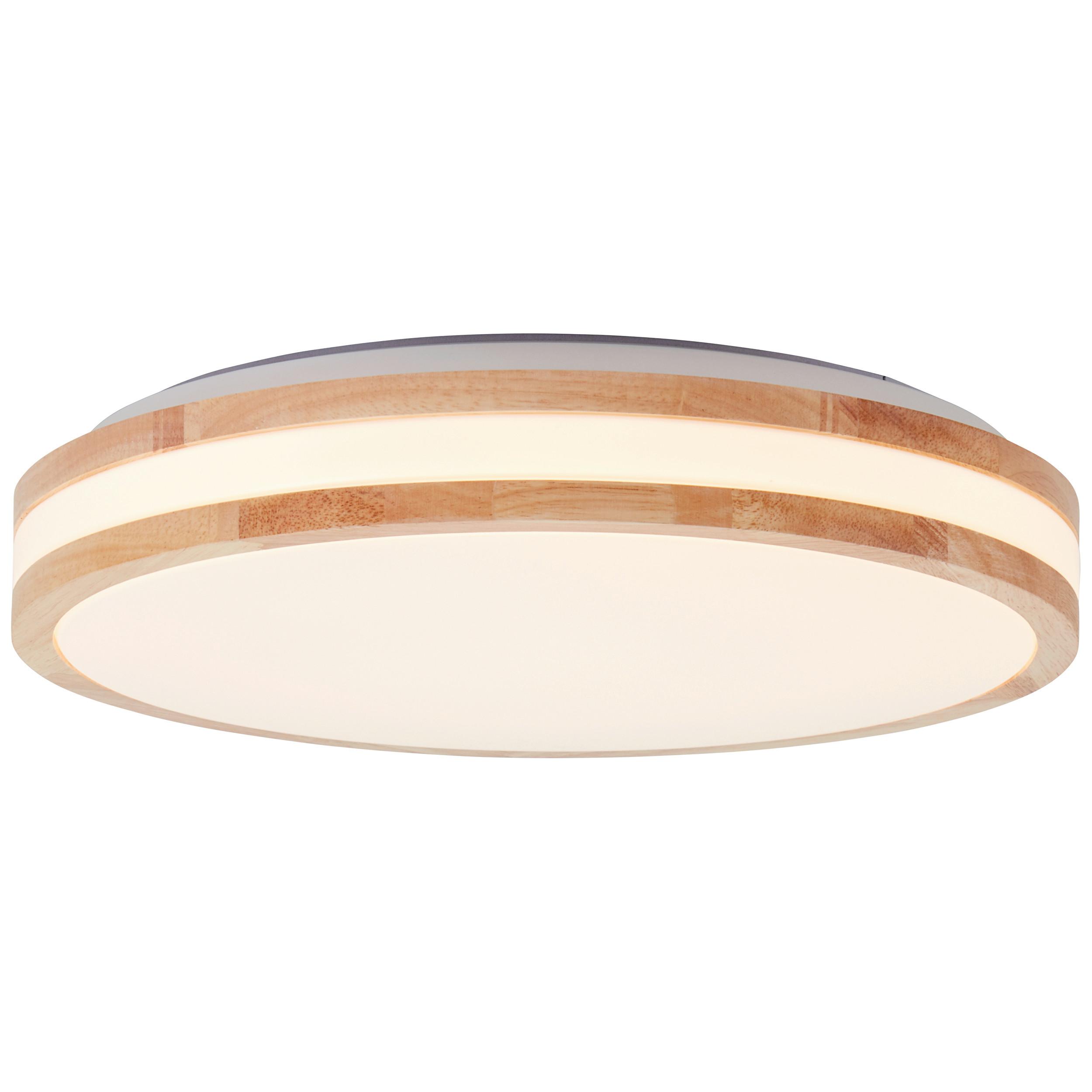 LED-Deckenleuchte Laskos Ø 38 cm aus Holz - Braun/Weiß, Natur, Holz/Kunststoff (38/9cm) - Brilliant