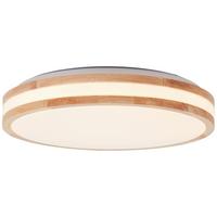 LED-Deckenleuchte Laskos Ø 38 cm aus Holz - Braun/Weiß, Natur, Holz/Kunststoff (38/9cm) - Brilliant