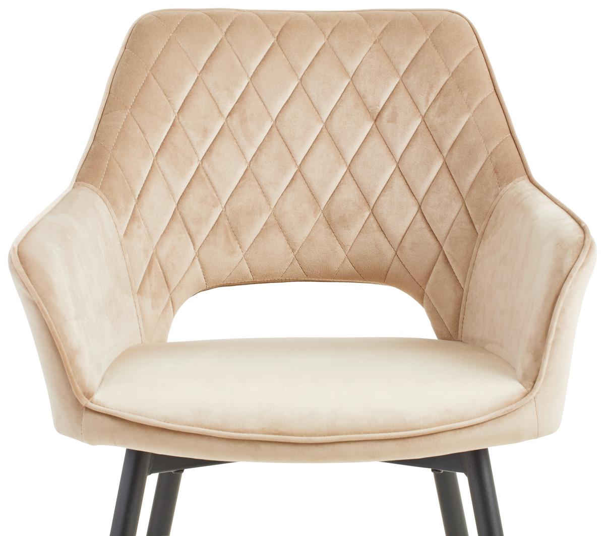 Armlehnstuhl Genua Taupe Gepolstert - Taupe/Beige, KONVENTIONELL, Holz/Textil (56/80,5/56cm) - MID.YOU