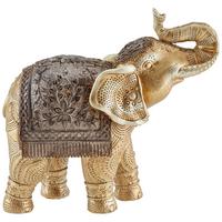 Dekofigur Elefant H: 14,5 cm Kunststoff für In- & Outdoor - Goldfarben/Braun, LIFESTYLE, Kunststoff (16/7/14,5cm) - Luca Bessoni