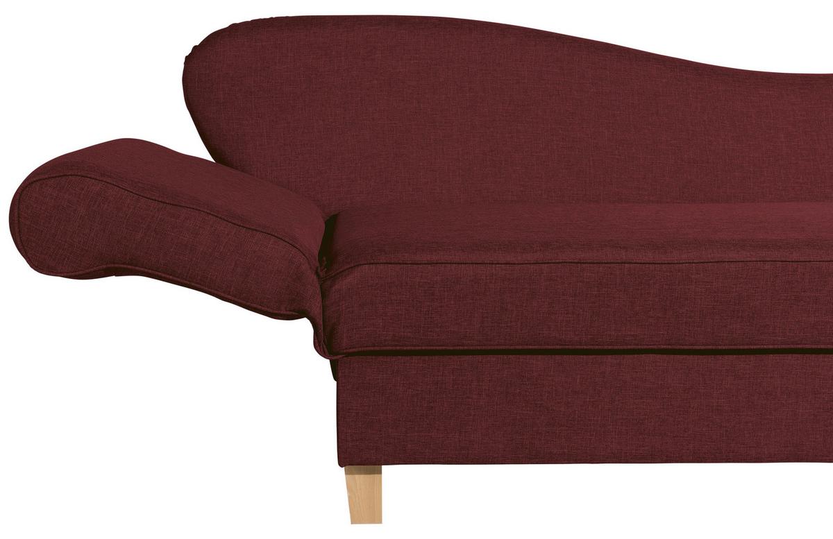 Recamiere Selma Rot Links Mit Bettkasten+schlaffunktion - Rot/Buchefarben, Design, Textil (190/82/88cm) - Max Winzer