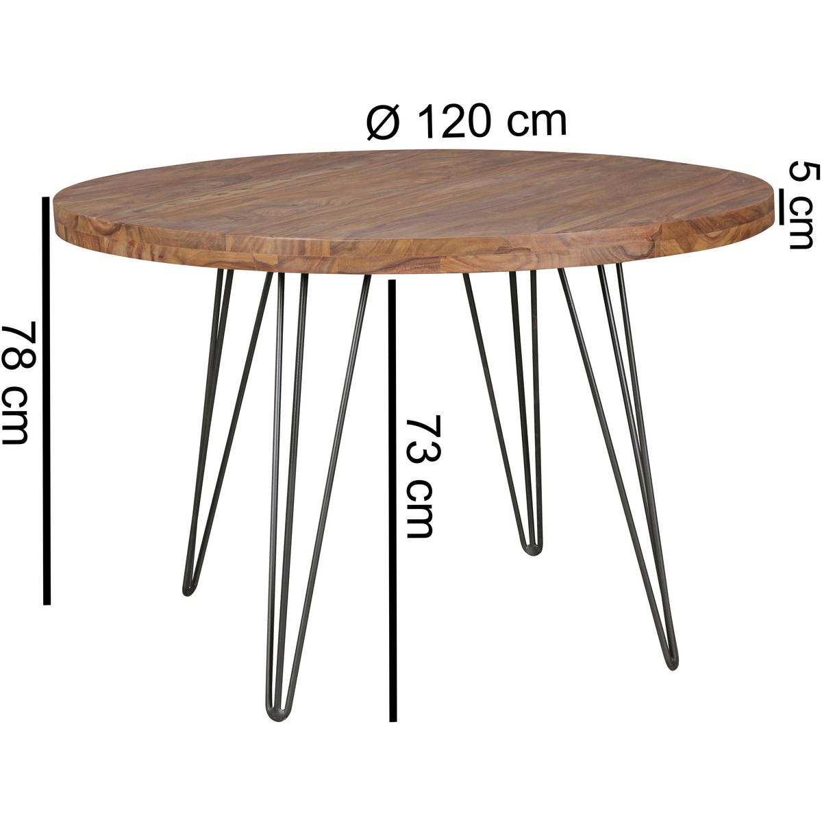 Esstisch Wl5.201 - Sheeshamfarben/Schwarz, Design, Holz/Metall (120/78cm) - MID.YOU