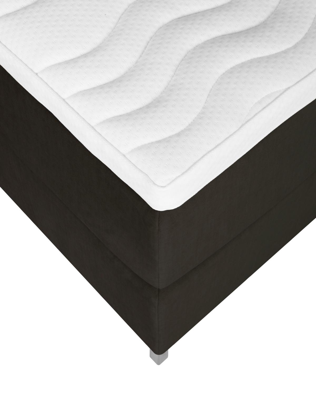 Boxspringbett Graz Anthrazit 180x200 cm inkl. Topper - Anthrazit/Alufarben, MODERN, Textil (180/200cm) - MID.YOU