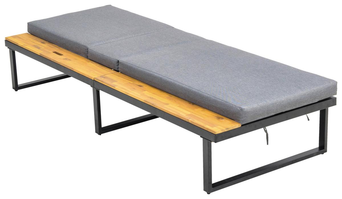 Sonnenliege Victoria - Anthrazit/Grau, MODERN, Holz/Kunststoff (75/38/200cm) - Beldano